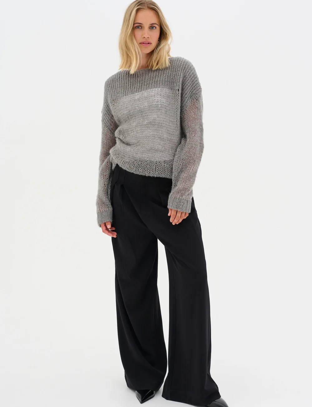 My Essential Wardrobe - LingoMW Knit Blouse - peysur - stormy grey melange - 3