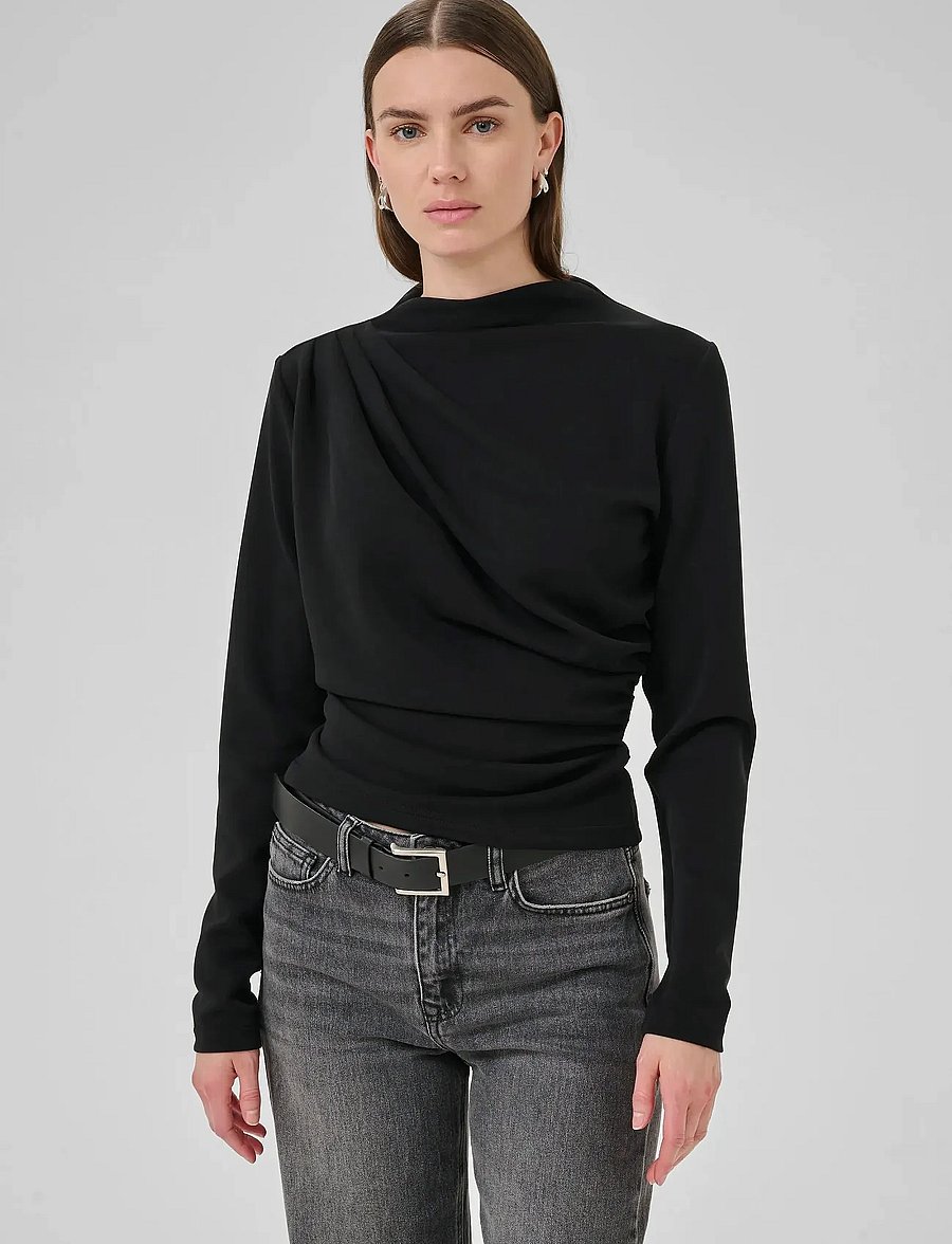 My Essential Wardrobe - HelleMW Blouse - blouses met lange mouwen - black - 0