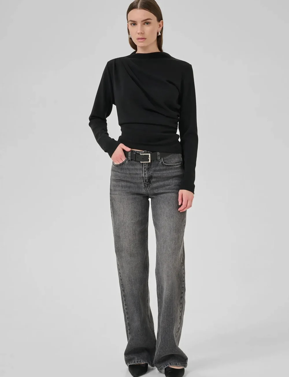 My Essential Wardrobe - HelleMW Blouse - langærmede bluser - black - 3