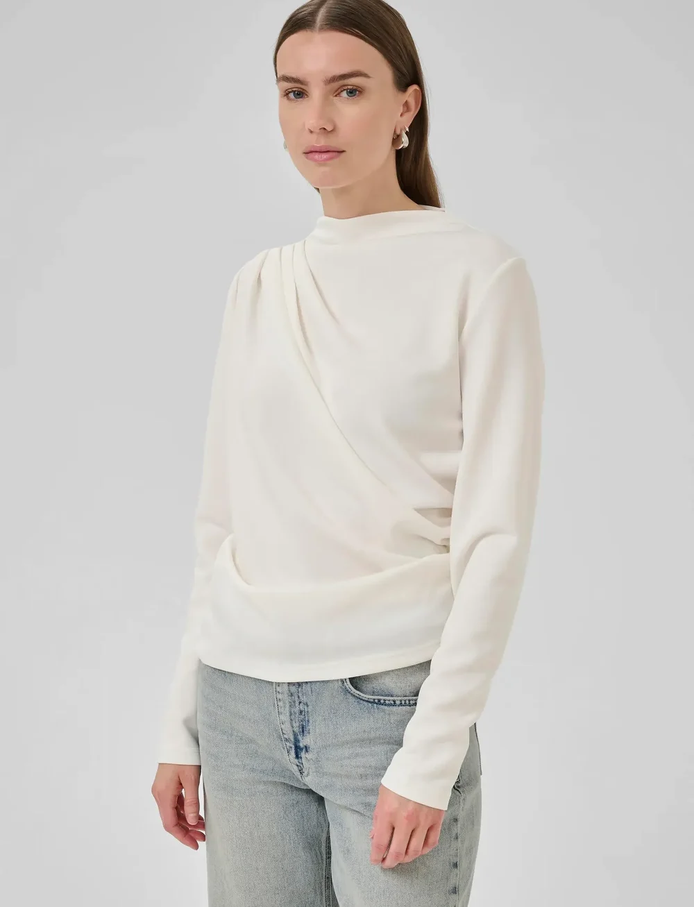 My Essential Wardrobe - HelleMW Blouse - langærmede bluser - snow white - 0