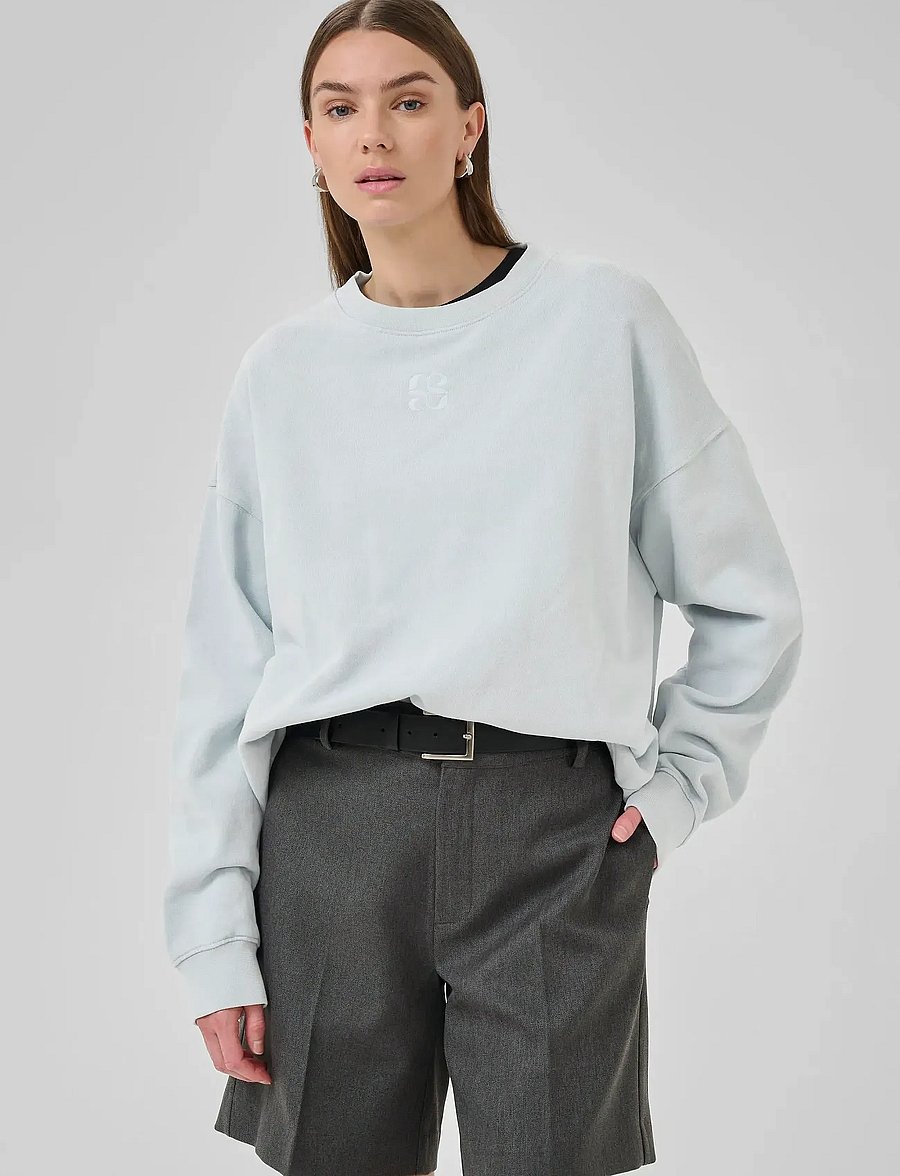 My Essential Wardrobe - DiegoMW Logo Emb. Sweat - everyday style - pearlblue random wash - 0