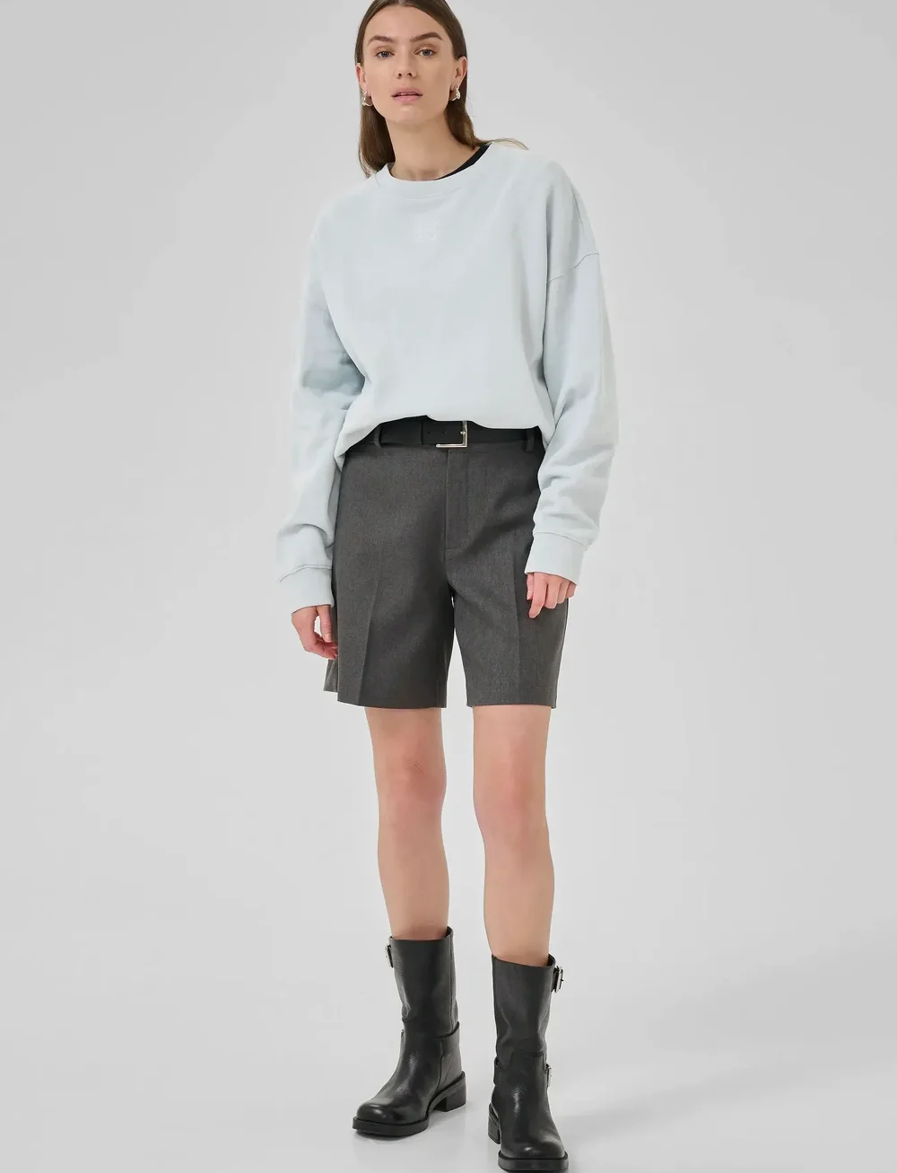My Essential Wardrobe - DiegoMW Logo Emb. Sweat - vardagsstil - pearlblue random wash - 3