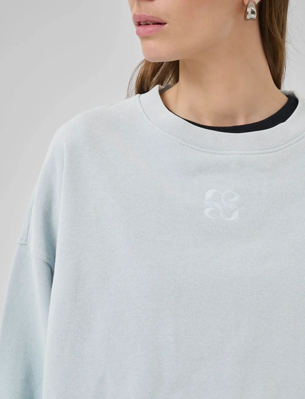 My Essential Wardrobe - DiegoMW Logo Emb. Sweat - vardagsstil - pearlblue random wash - 5