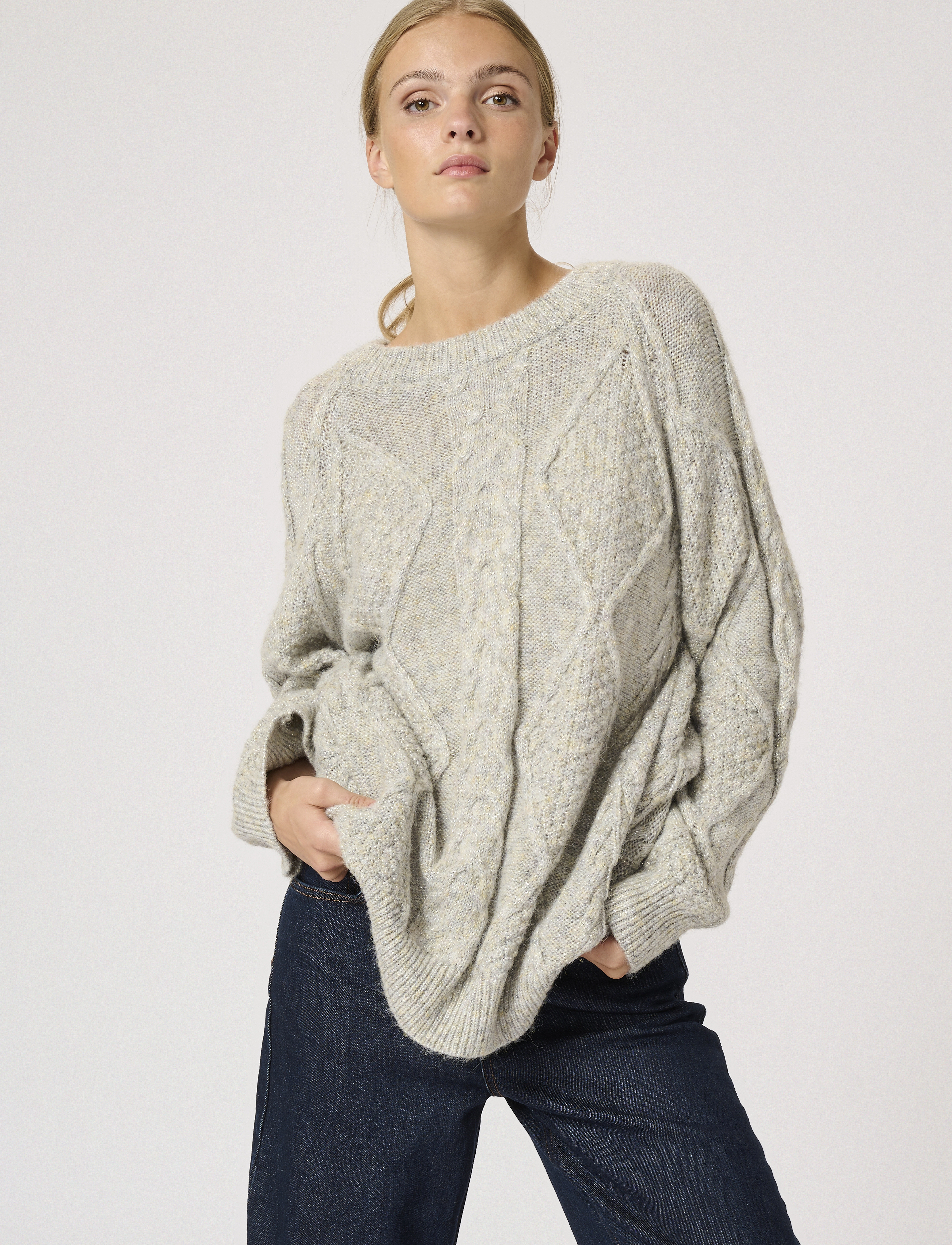 My Essential Wardrobe - VeraMW Knit Pullover - trøjer - light grey glitter - 0