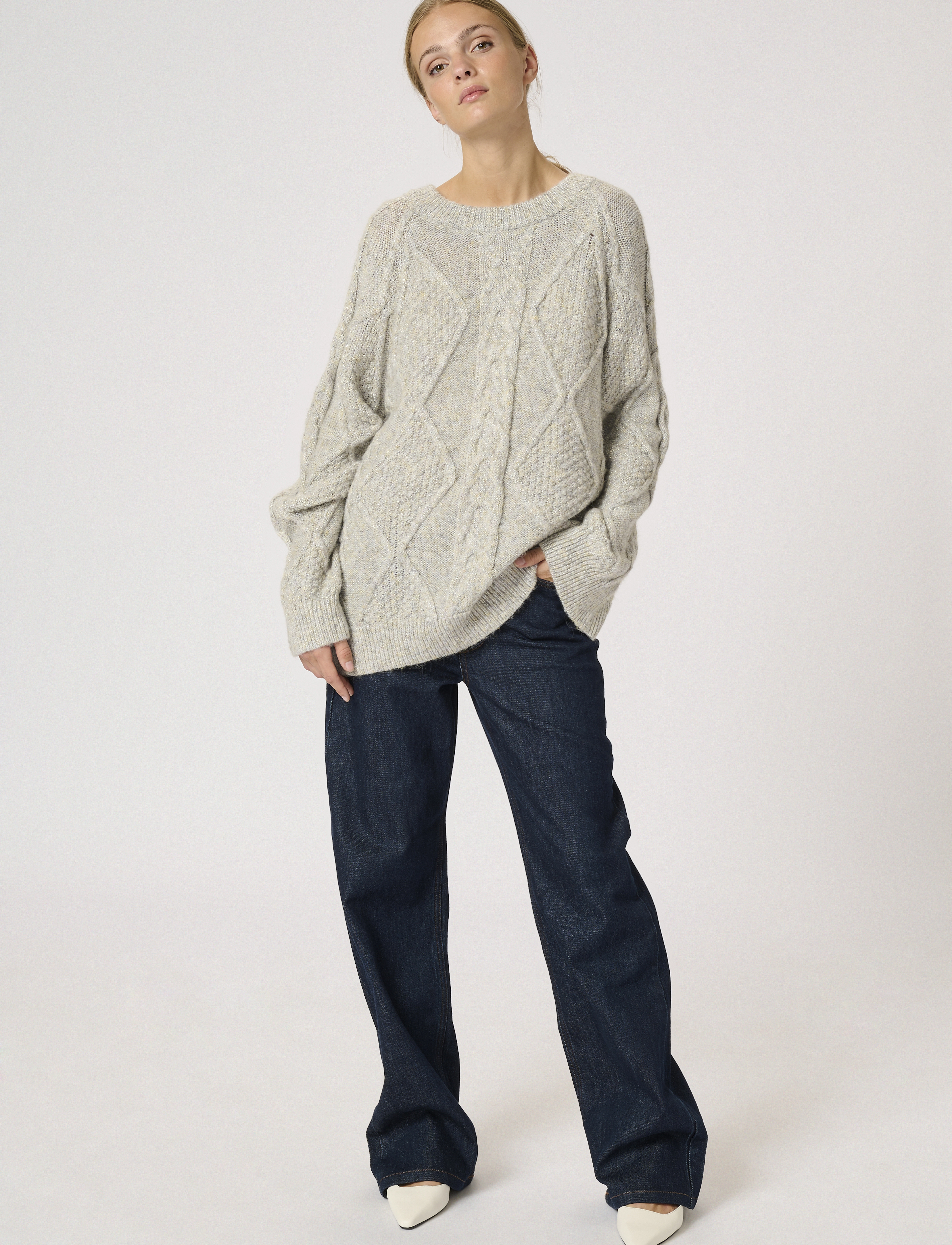 My Essential Wardrobe - VeraMW Knit Pullover - trøjer - light grey glitter - 3
