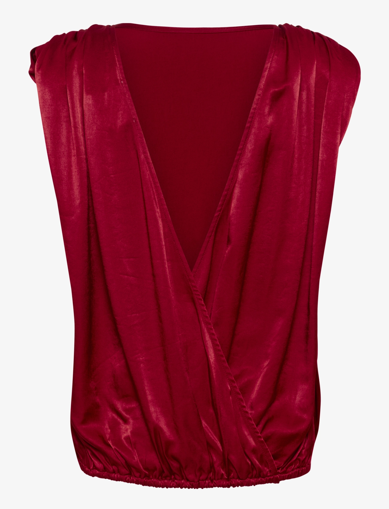 My Essential Wardrobe - EstelleMW Wrap Top - sleeveless blouses - burgundy red - 2