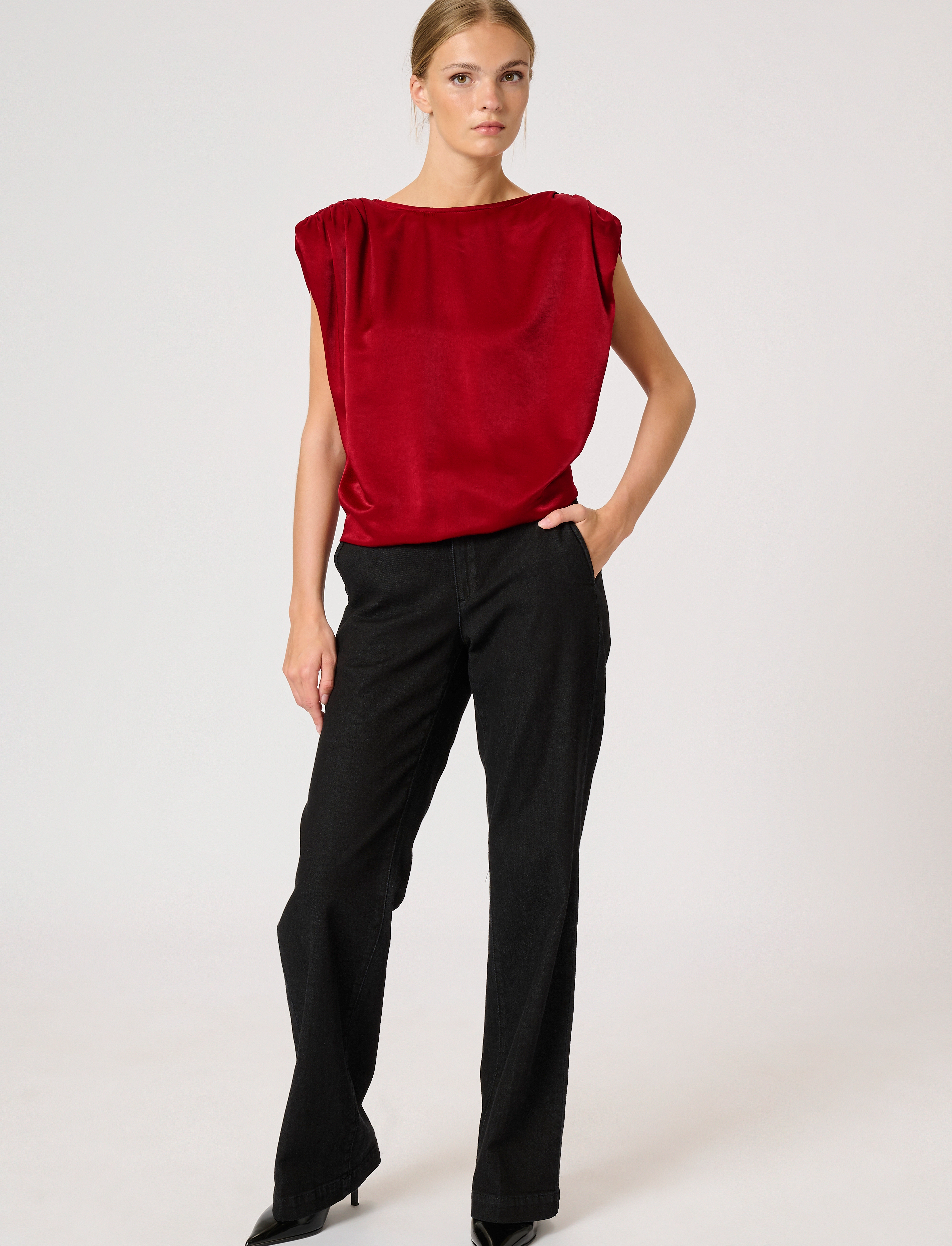 My Essential Wardrobe - EstelleMW Wrap Top - sleeveless blouses - burgundy red - 3