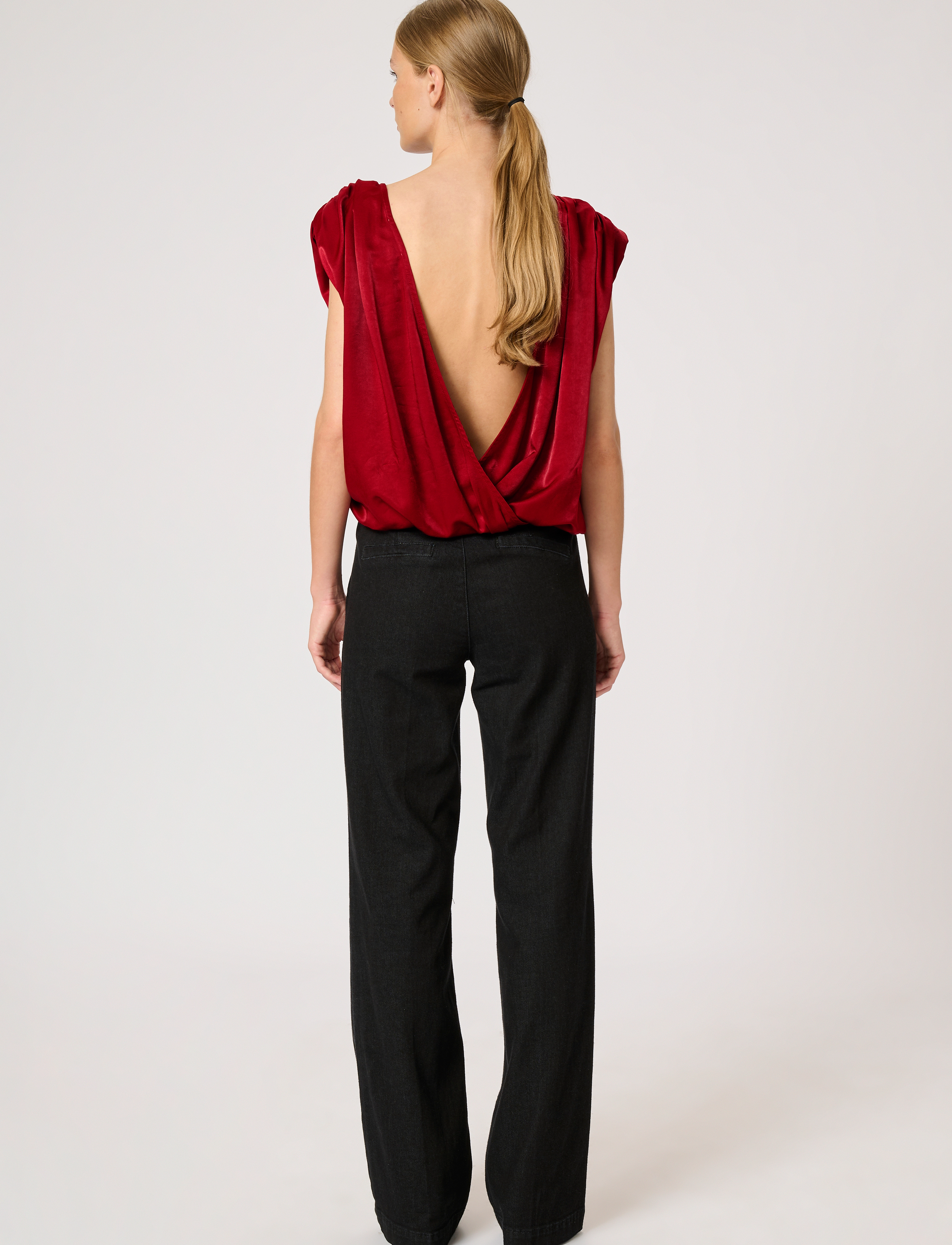 My Essential Wardrobe - EstelleMW Wrap Top - sleeveless blouses - burgundy red - 4