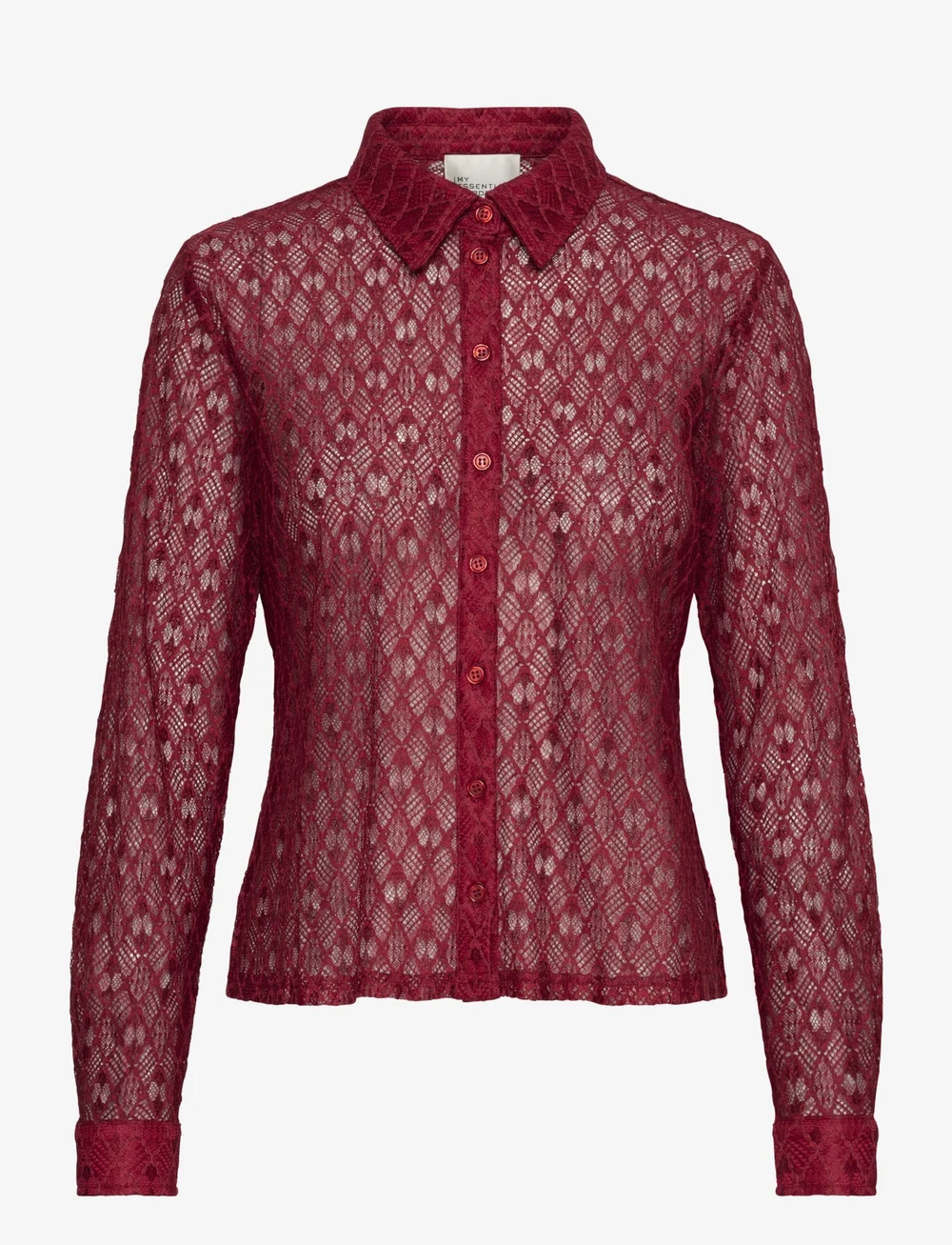 My Essential Wardrobe - ViolaMW Lace Shirt - långärmade skjortor - burgundy red - 1