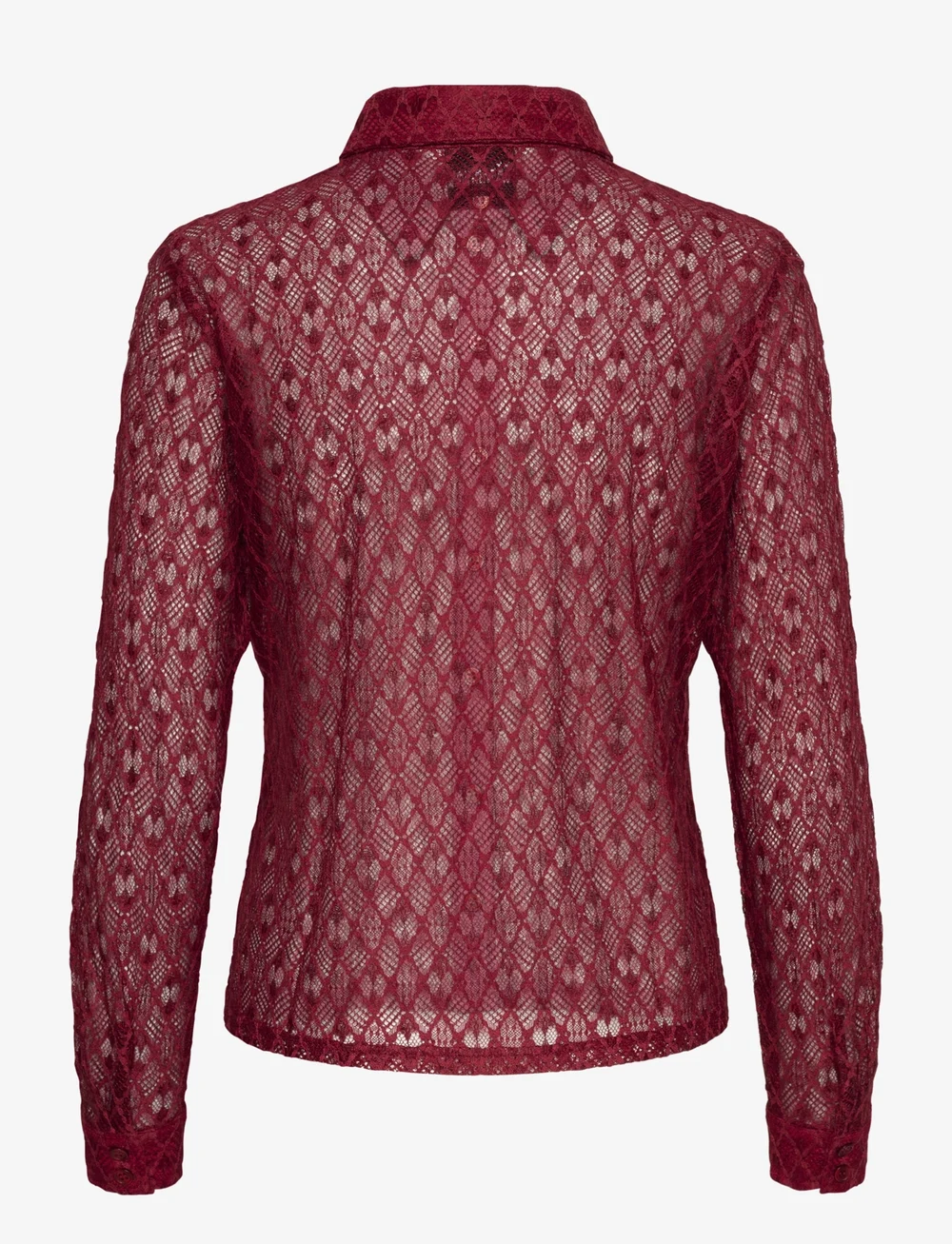 My Essential Wardrobe - ViolaMW Lace Shirt - långärmade skjortor - burgundy red - 2