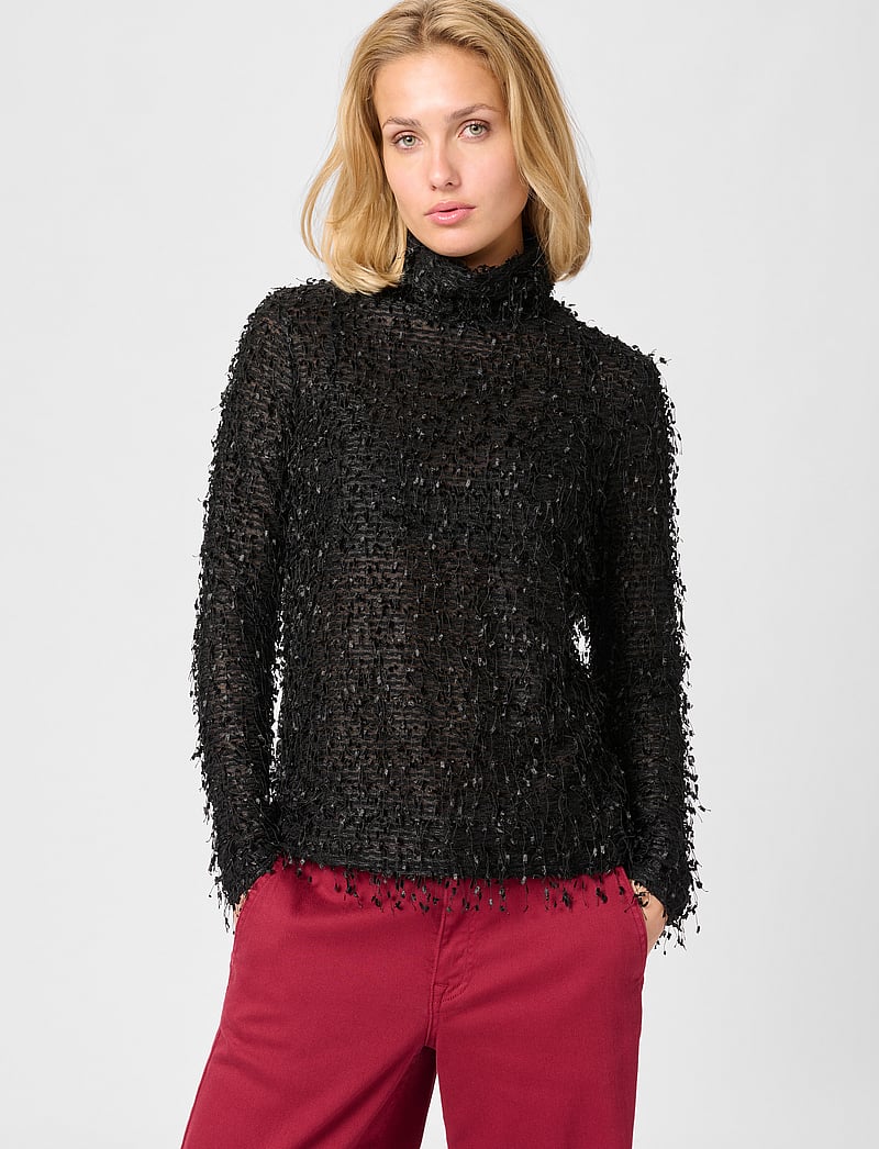 My Essential Wardrobe - SinoMW Rollneck Blouse - langärmlige blusen - black - 0