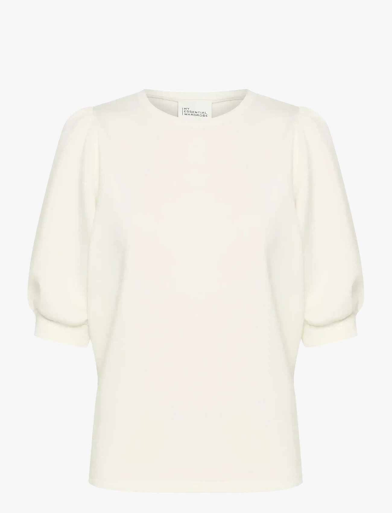 My Essential Wardrobe - ElMW Puff Round Neck Blouse - kortärmade blusar - snow white - 1