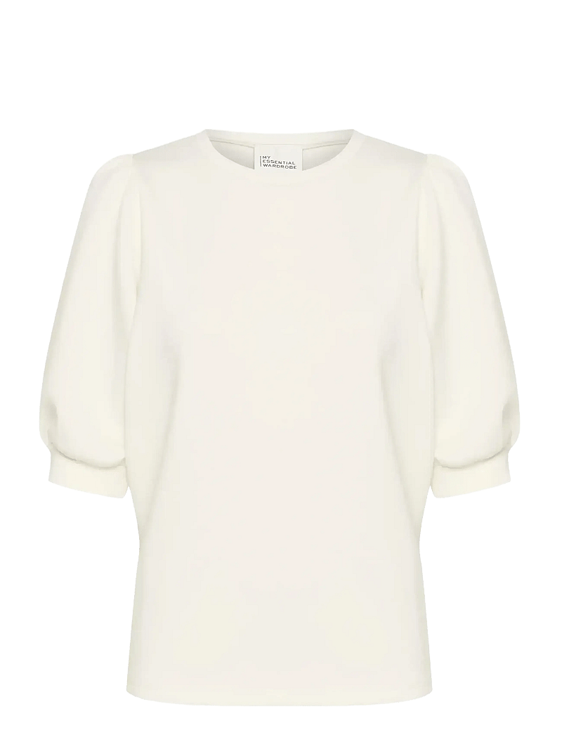 My Essential Wardrobe - ElMW Puff Round Neck Blouse - kortärmade blusar - snow white - 1