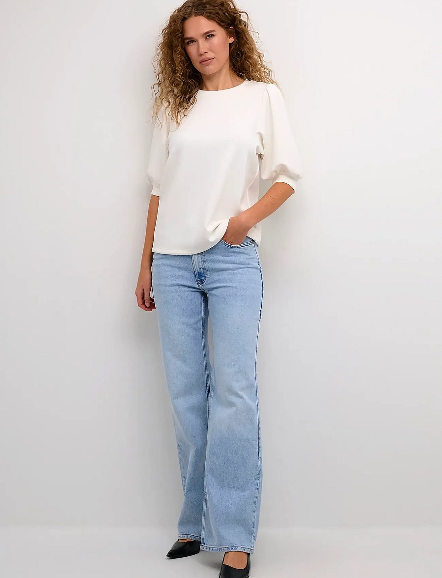 My Essential Wardrobe - ElMW Puff Round Neck Blouse - snow white - 3