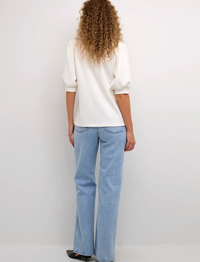 My Essential Wardrobe - ElMW Puff Round Neck Blouse - kortärmade blusar - snow white - 4