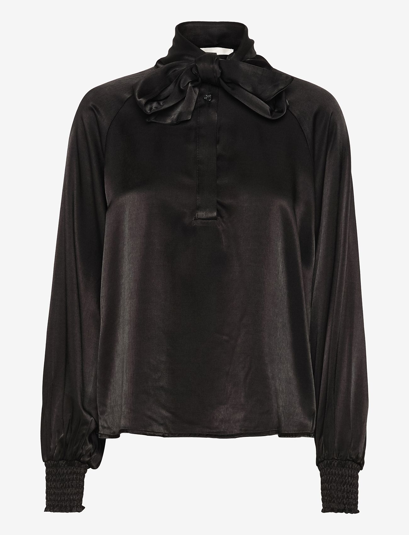 My Essential Wardrobe - EstelleMW Scarf Blouse - langerma blússur - black - 1