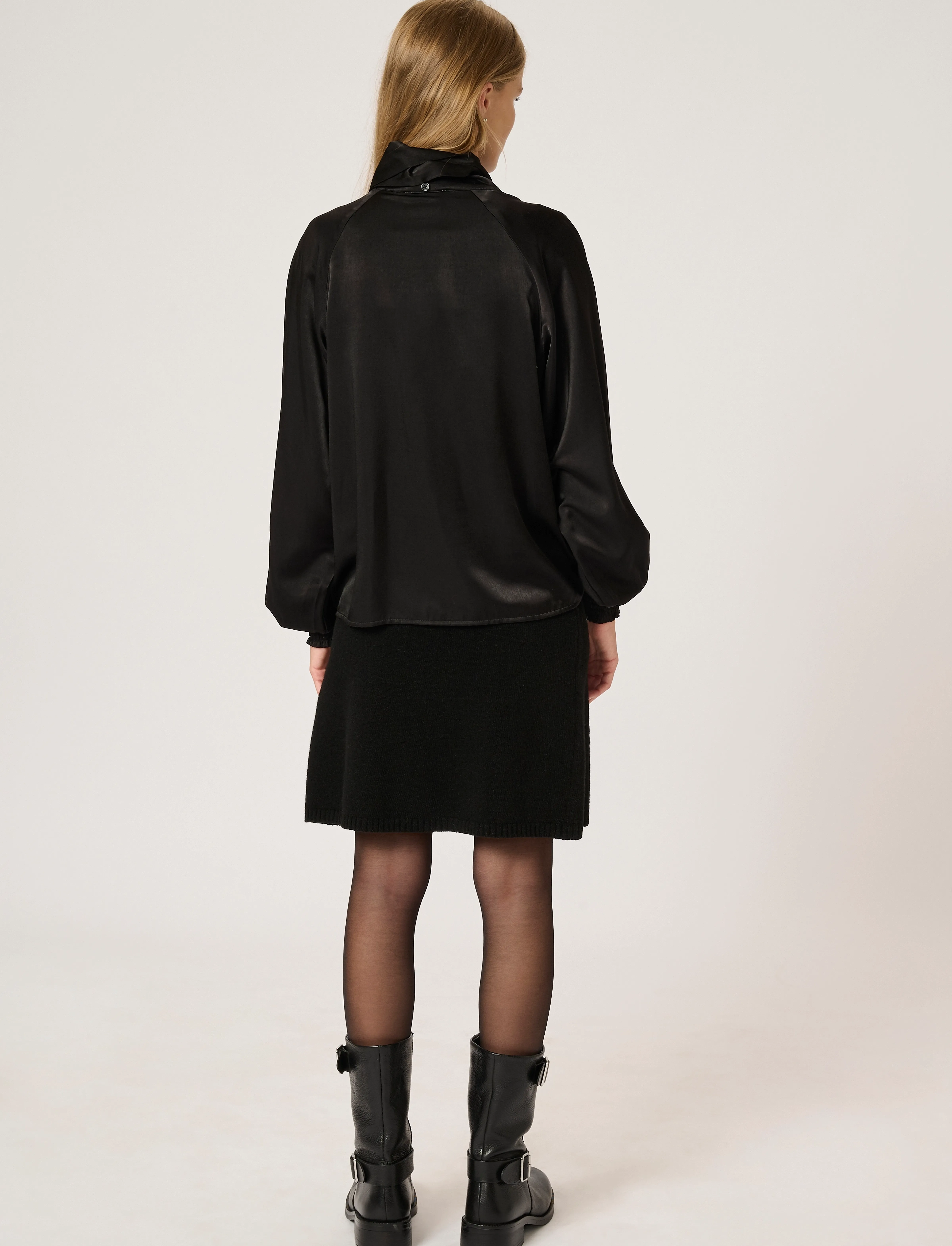 My Essential Wardrobe - EstelleMW Scarf Blouse - langærmede bluser - black - 4