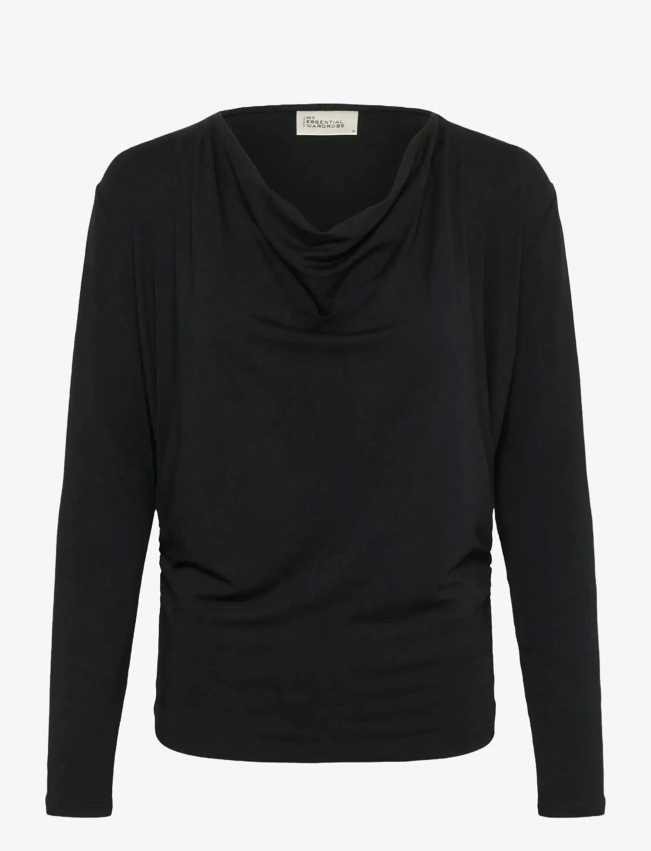 My Essential Wardrobe - VistaMW Waterfall Blouse - pitkähihaiset t-paidat - black - 1