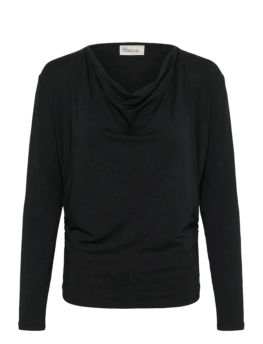 My Essential Wardrobe - VistaMW Waterfall Blouse - pikkade varrukatega topid - black - 1