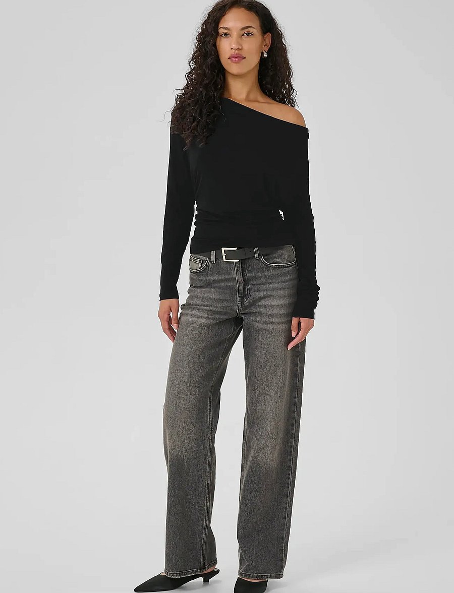 My Essential Wardrobe - VistaMW Waterfall Blouse - pikkade varrukatega topid - black - 3