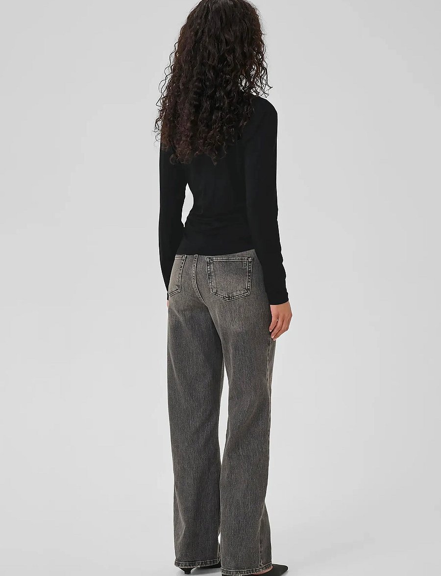 My Essential Wardrobe - VistaMW Waterfall Blouse - pikkade varrukatega topid - black - 4
