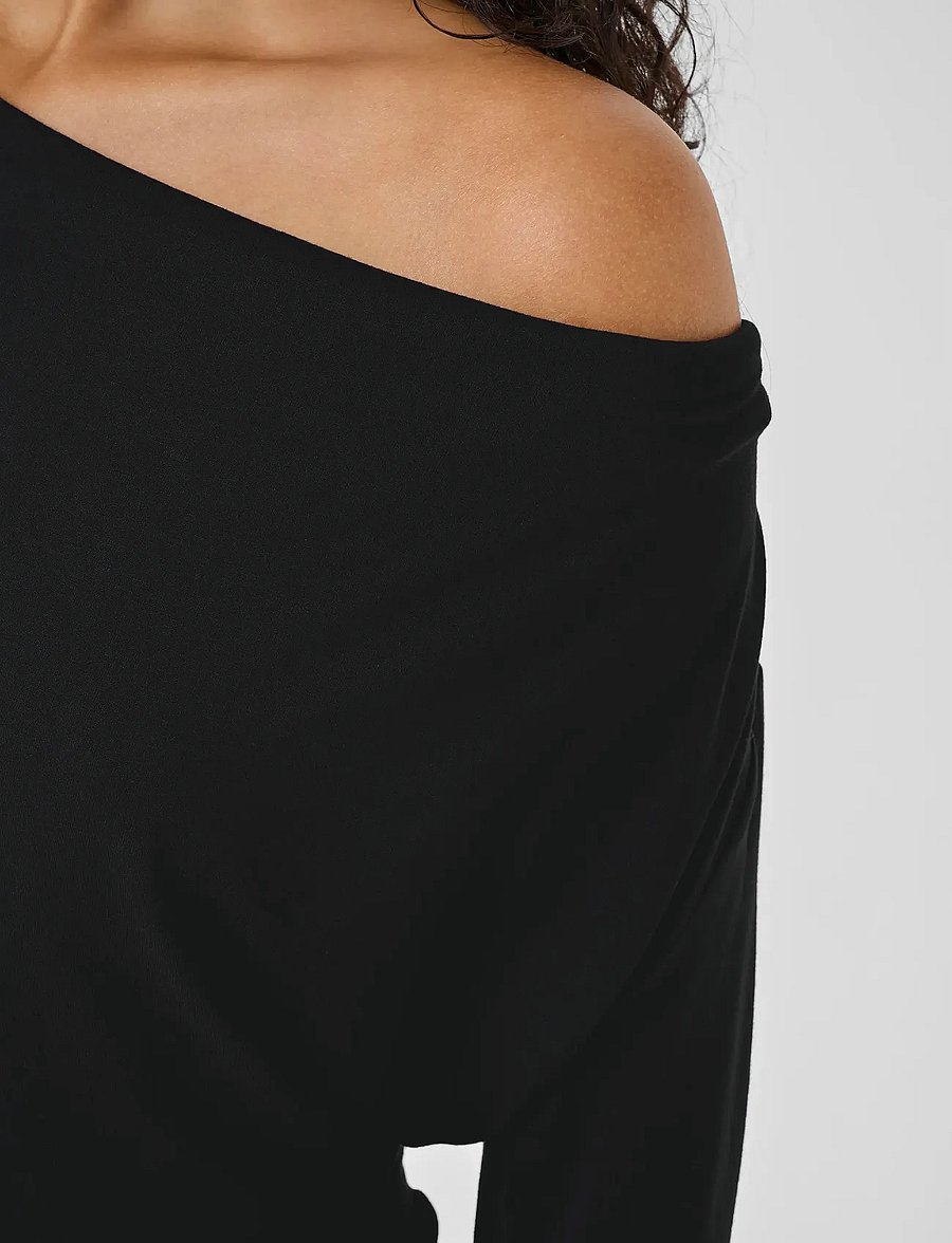 My Essential Wardrobe - VistaMW Waterfall Blouse - pikkade varrukatega topid - black - 5
