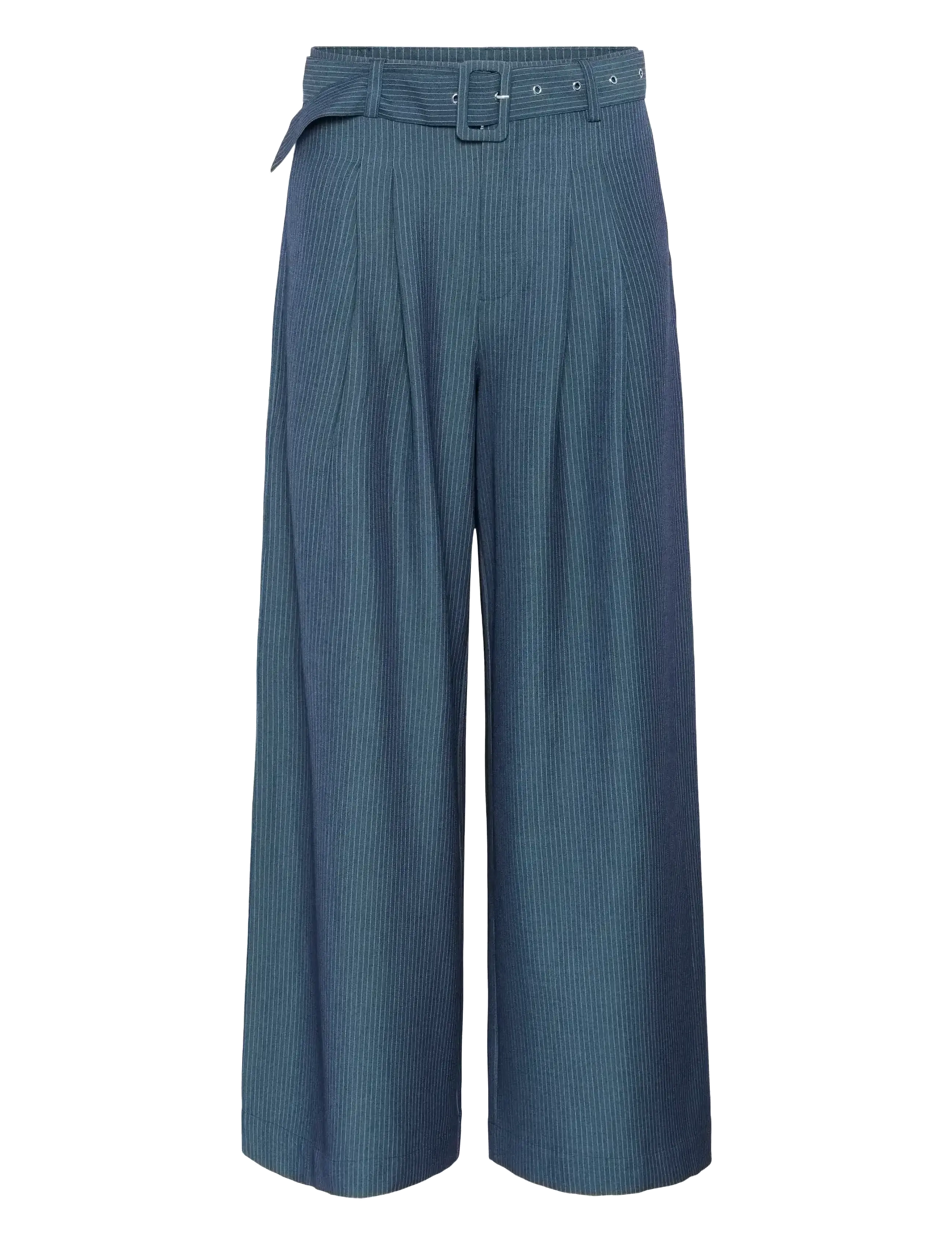 My Essential Wardrobe VittaMW High Wide Pant - Bukser - DARK SLATE W. STRIPE / blue