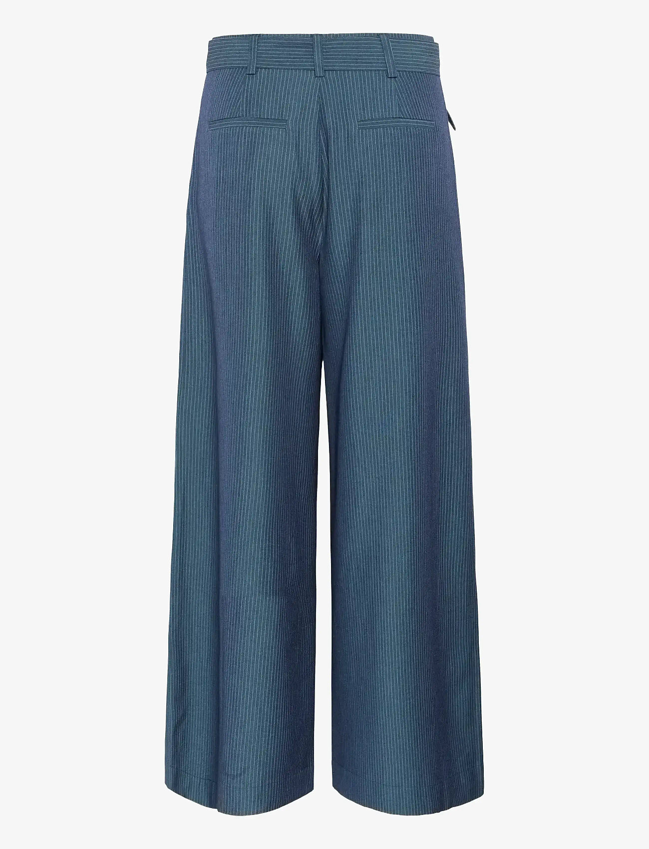 My Essential Wardrobe - VittaMW High Wide Pant - vida byxor - dark slate w. stripe - 2