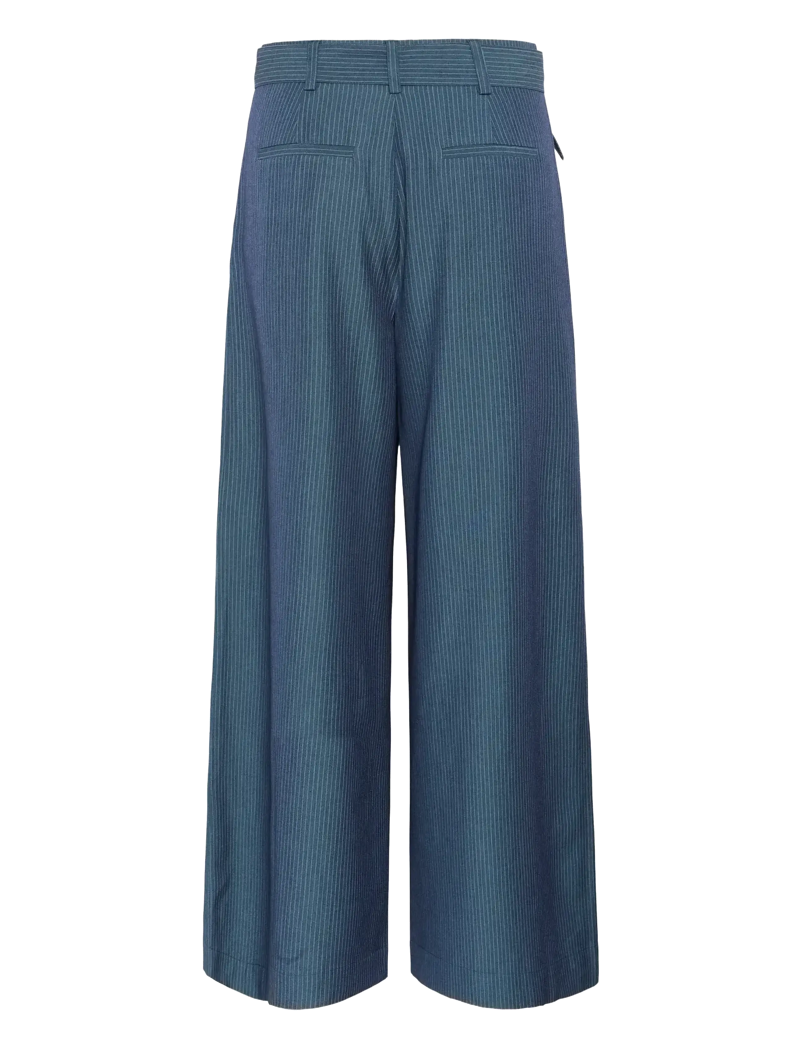 My Essential Wardrobe - VittaMW High Wide Pant - bikses ar platām starām - dark slate w. stripe - 2