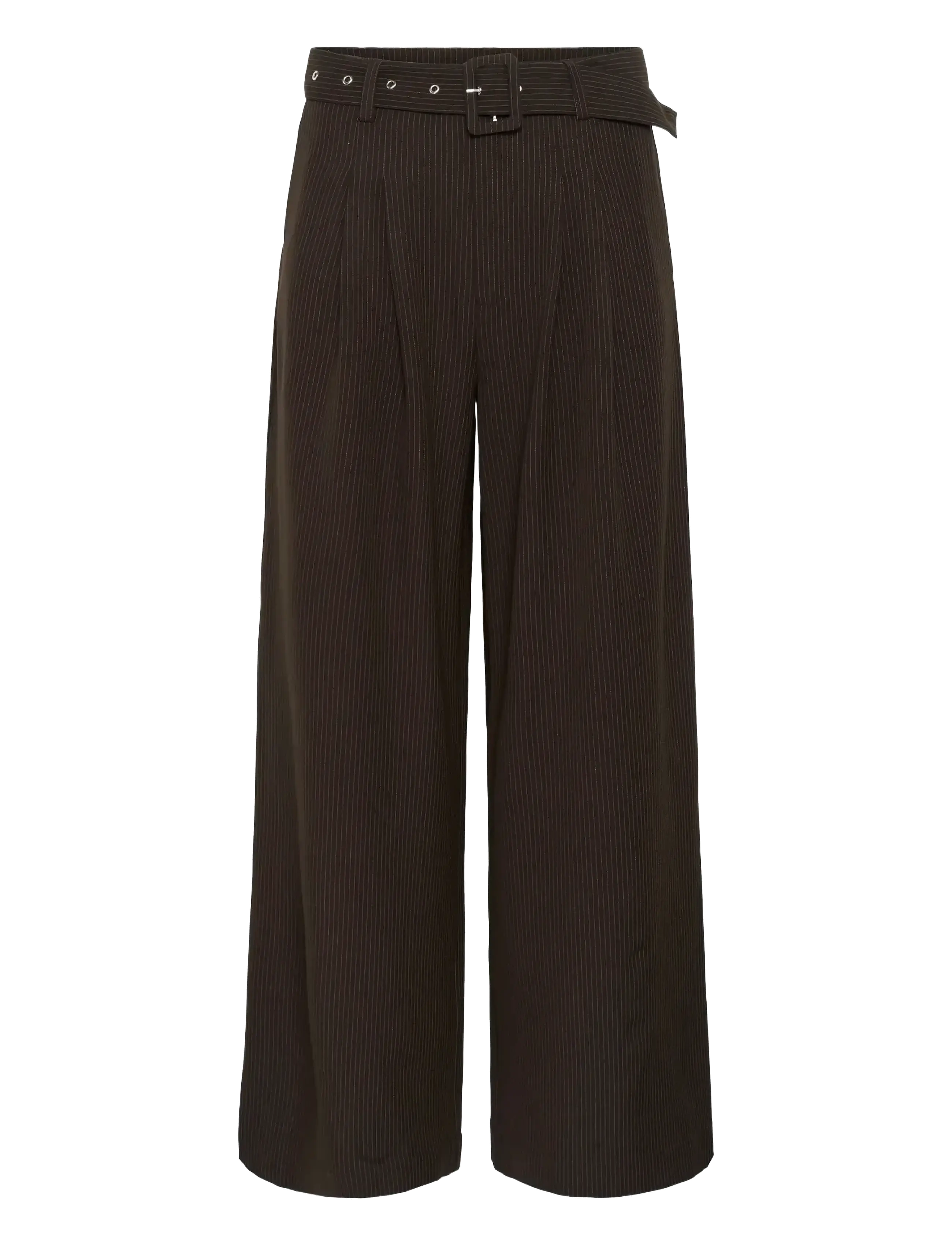 My Essential Wardrobe VittaMW High Wide Pant - Bukser - ESPRESSO W. STRIPE / brown