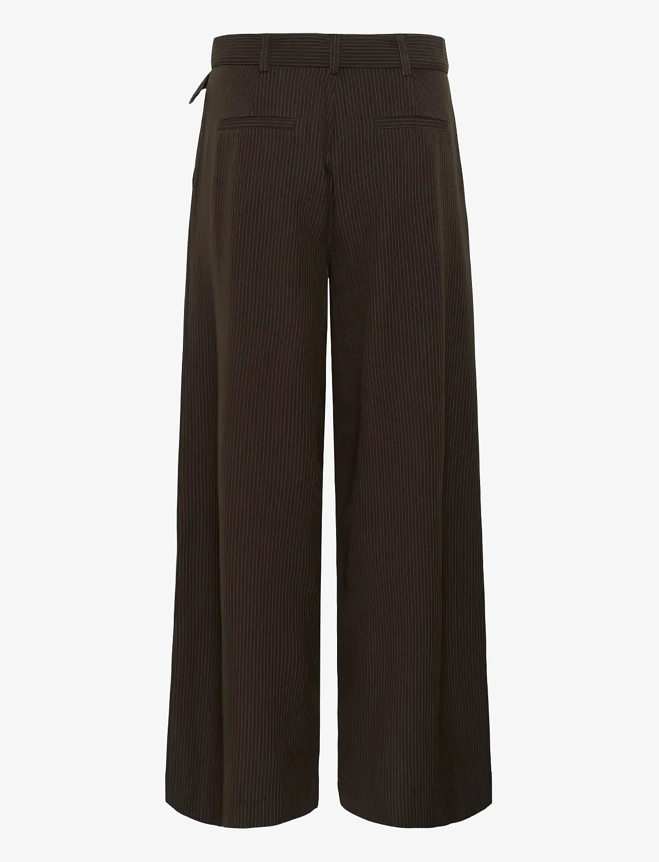 My Essential Wardrobe - VittaMW High Wide Pant - vida byxor - espresso w. stripe - 2