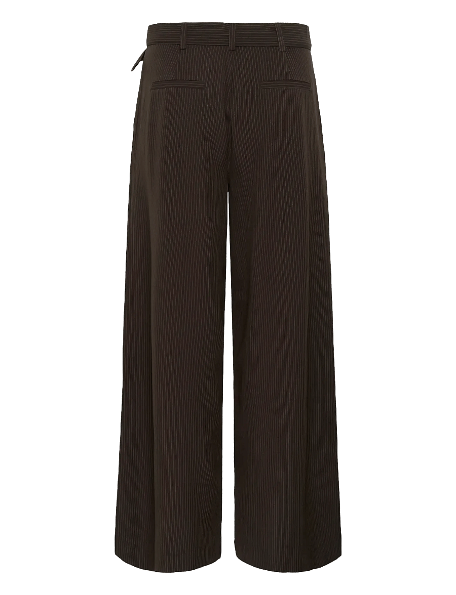My Essential Wardrobe - VittaMW High Wide Pant - corduroy pants - espresso w. stripe - 2