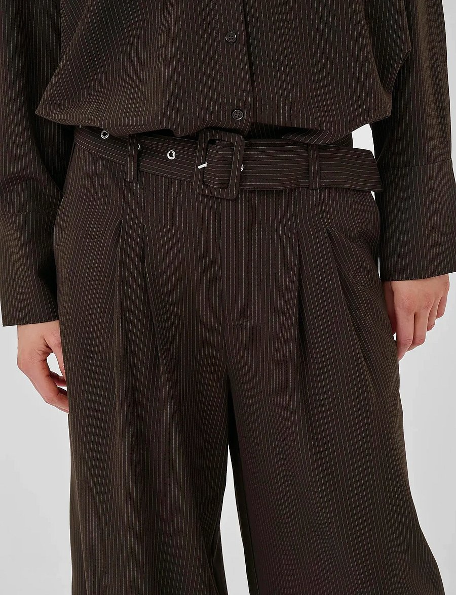 My Essential Wardrobe - VittaMW High Wide Pant - corduroy pants - espresso w. stripe - 5