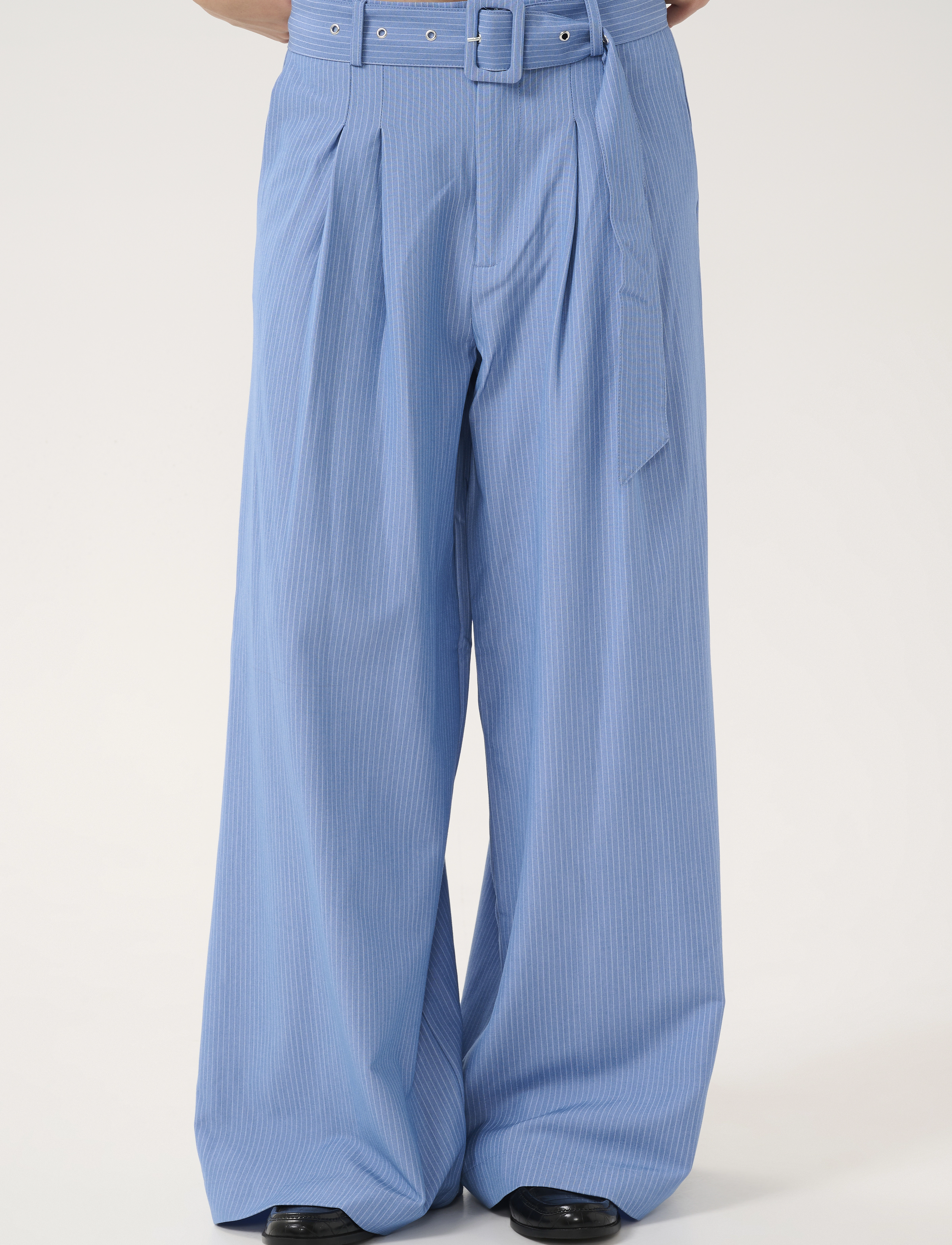 My Essential Wardrobe VittaMW High Wide Pant - Bukser - SKYE BLUE W. STRIPE / blue