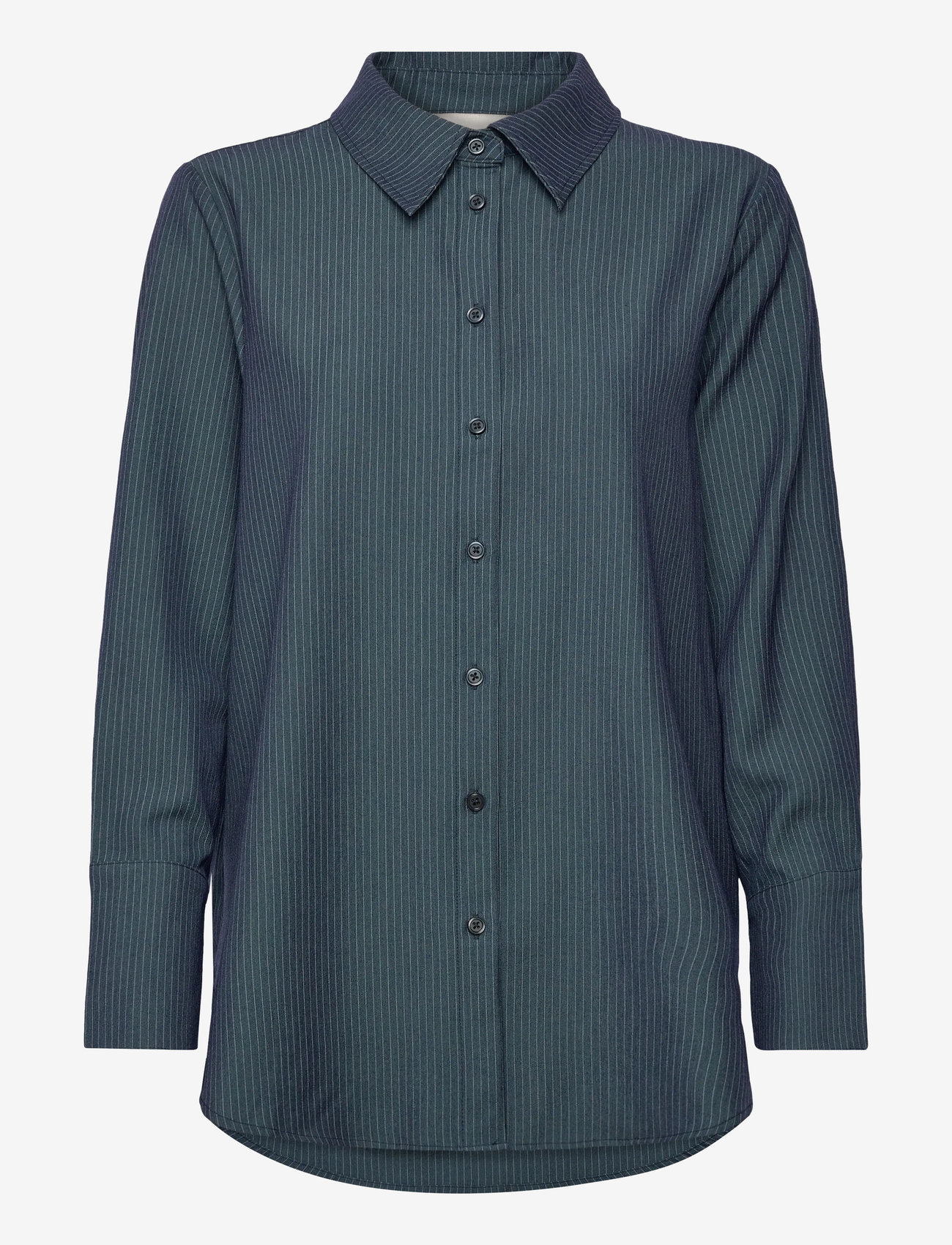 My Essential Wardrobe - VittaMW Shirt - langærmede skjorter - dark slate w. stripe - 1