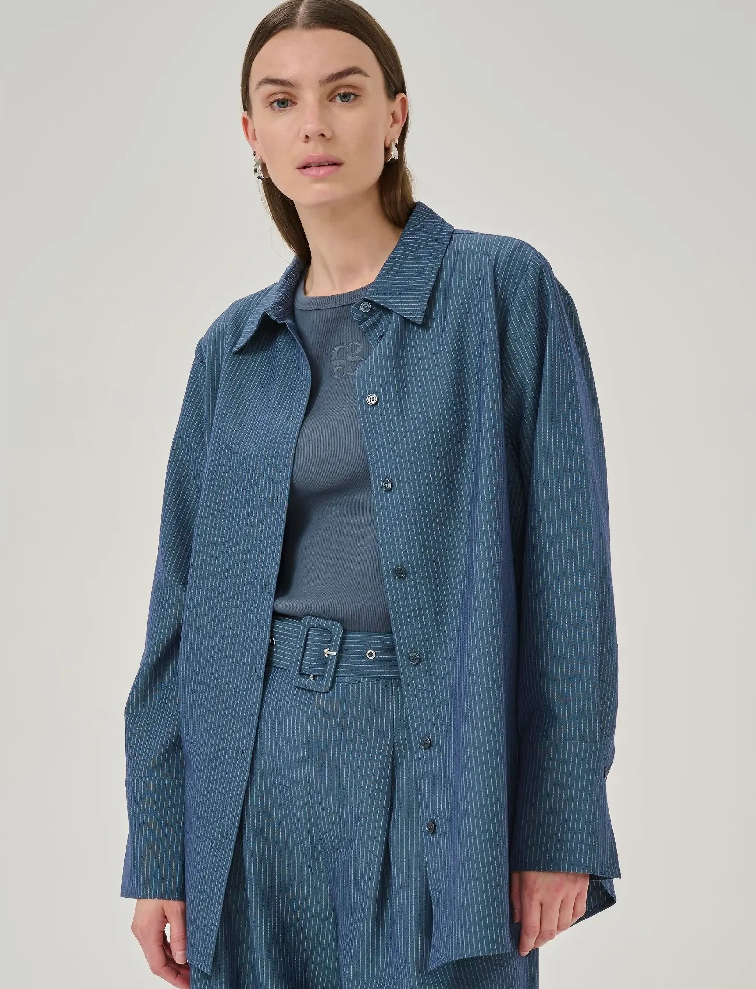 My Essential Wardrobe Vittamw Shirt, 46, Grey, Skjorter > Langærmede, Dame