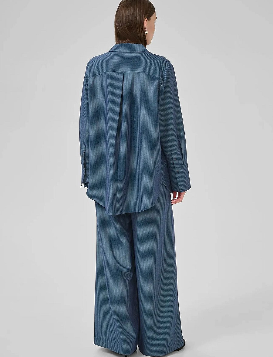 My Essential Wardrobe - VittaMW Shirt - langärmlige hemden - dark slate w. stripe - 4