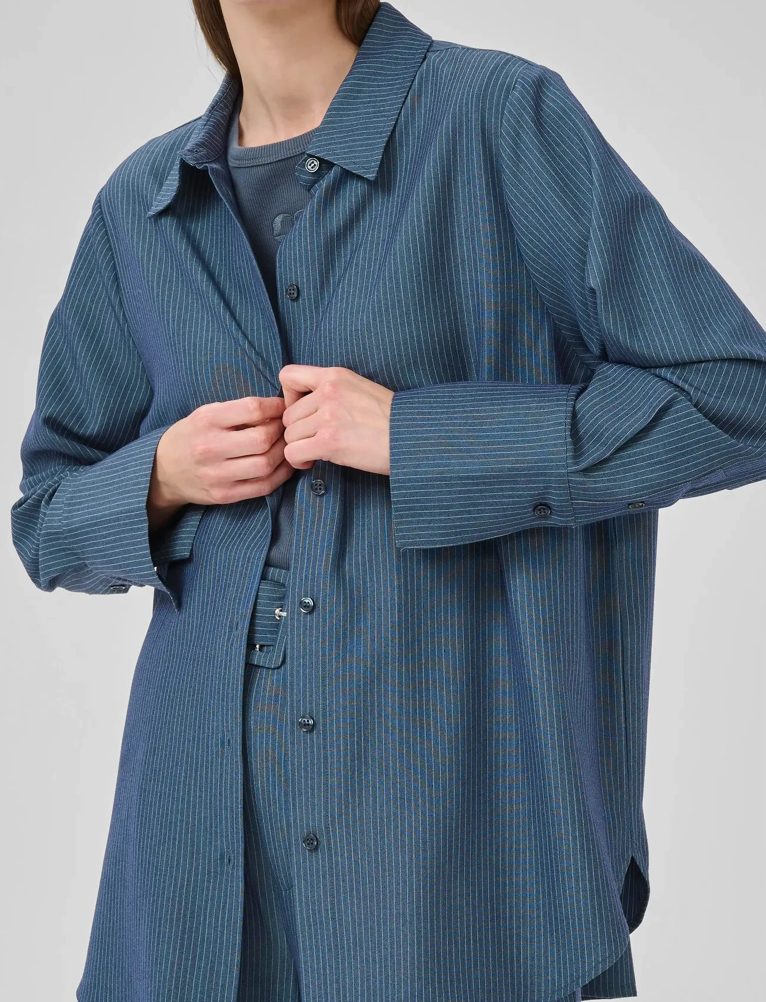 My Essential Wardrobe - VittaMW Shirt - långärmade skjortor - dark slate w. stripe - 5