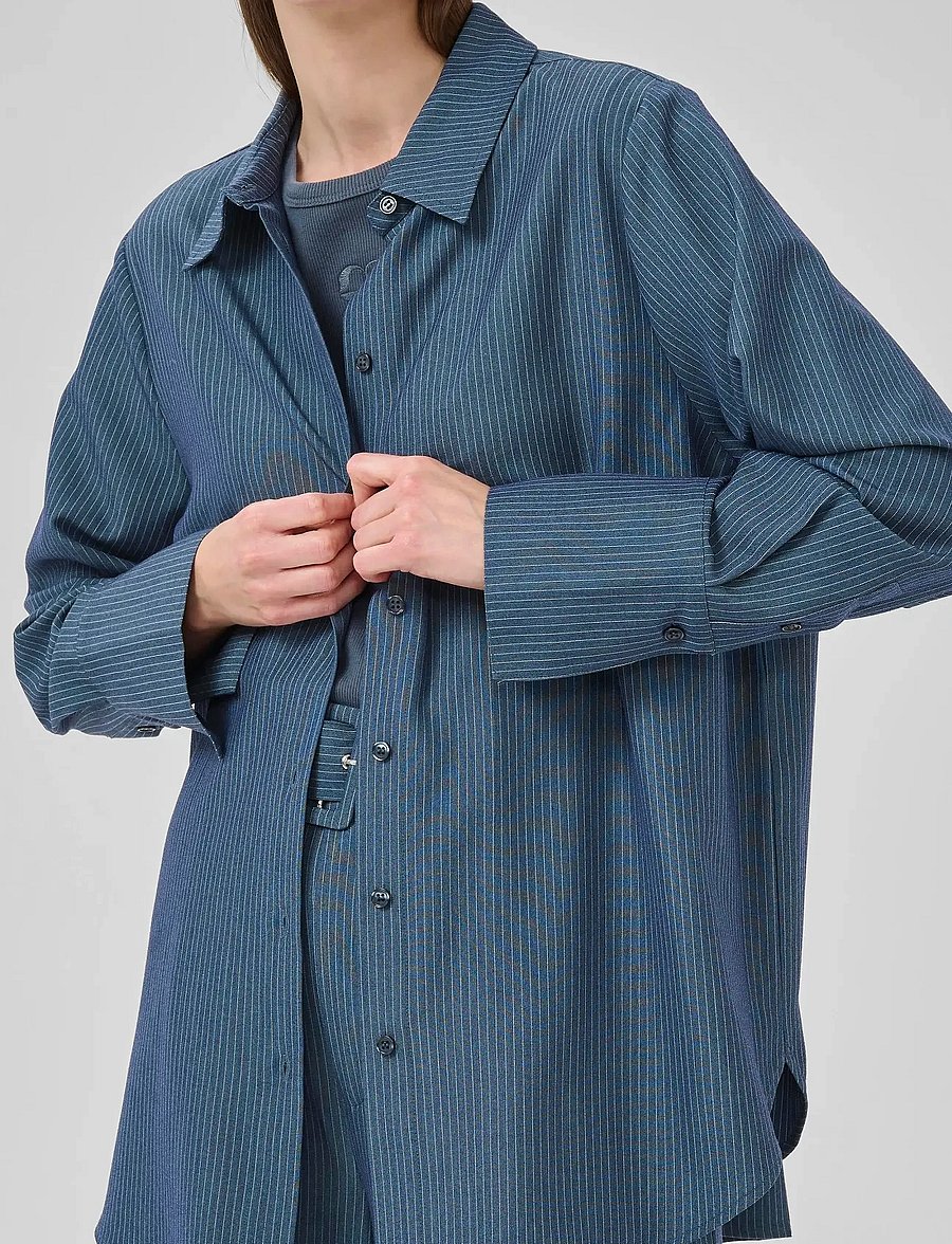 My Essential Wardrobe - VittaMW Shirt - langärmlige hemden - dark slate w. stripe - 5