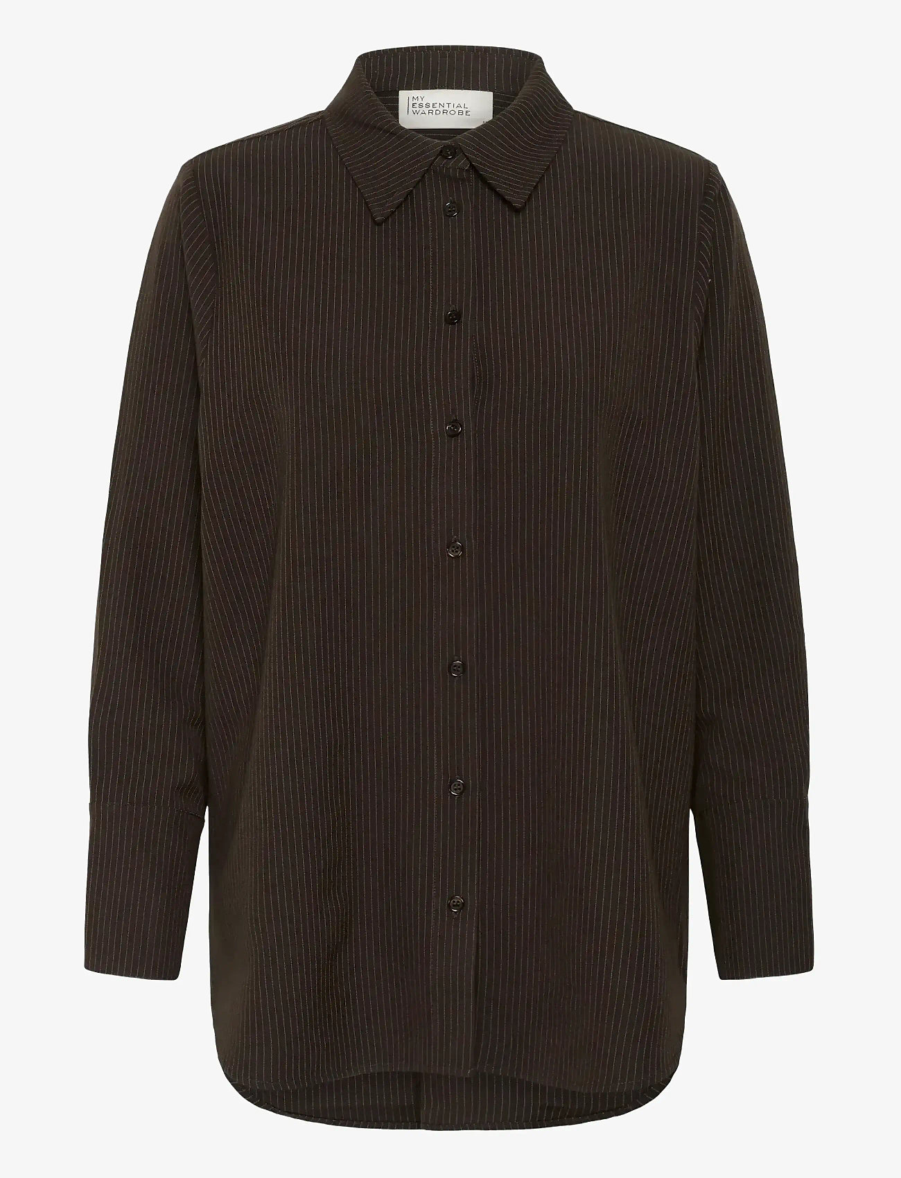 My Essential Wardrobe - VittaMW Shirt - långärmade skjortor - espresso w. stripe - 1