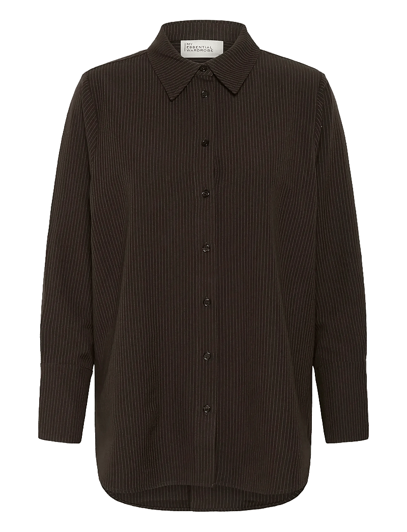 My Essential Wardrobe - VittaMW Shirt - langärmlige hemden - espresso w. stripe - 1