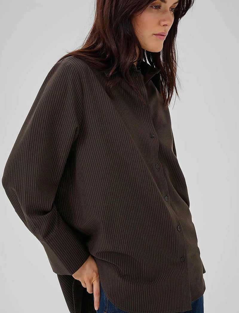 My Essential Wardrobe - VittaMW Shirt - langärmlige hemden - espresso w. stripe - 5