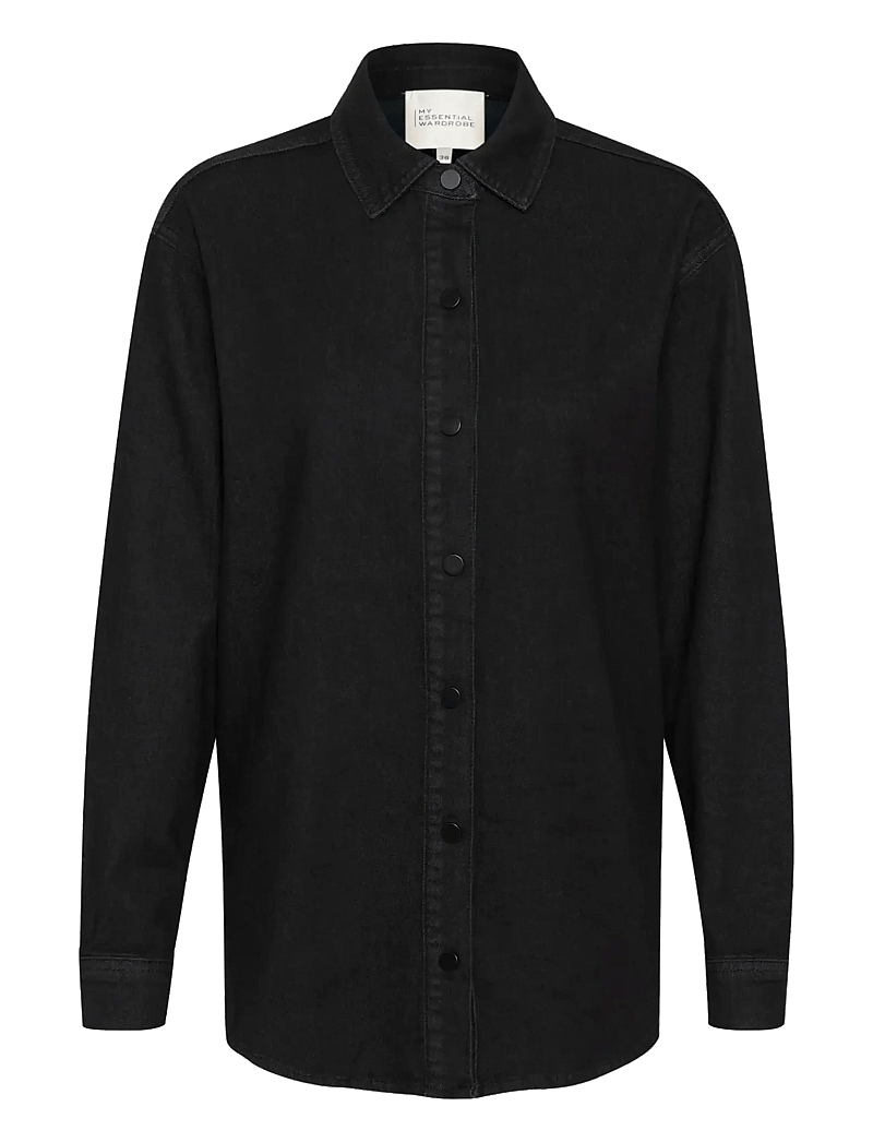 My Essential Wardrobe - LaraMW 115 Boxy Shirt - langärmlige hemden - black wash - 1