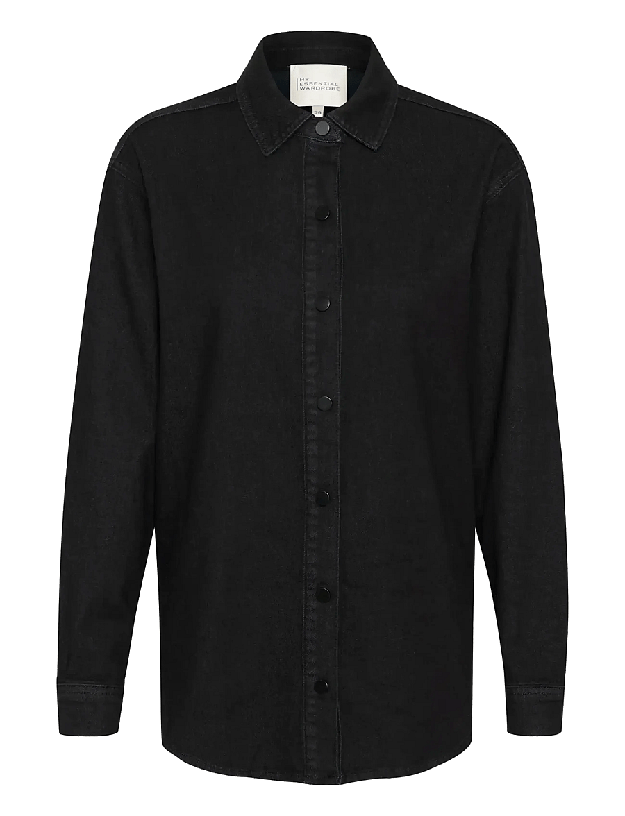 My Essential Wardrobe - LaraMW 115 Boxy Shirt - langärmlige hemden - black wash - 1