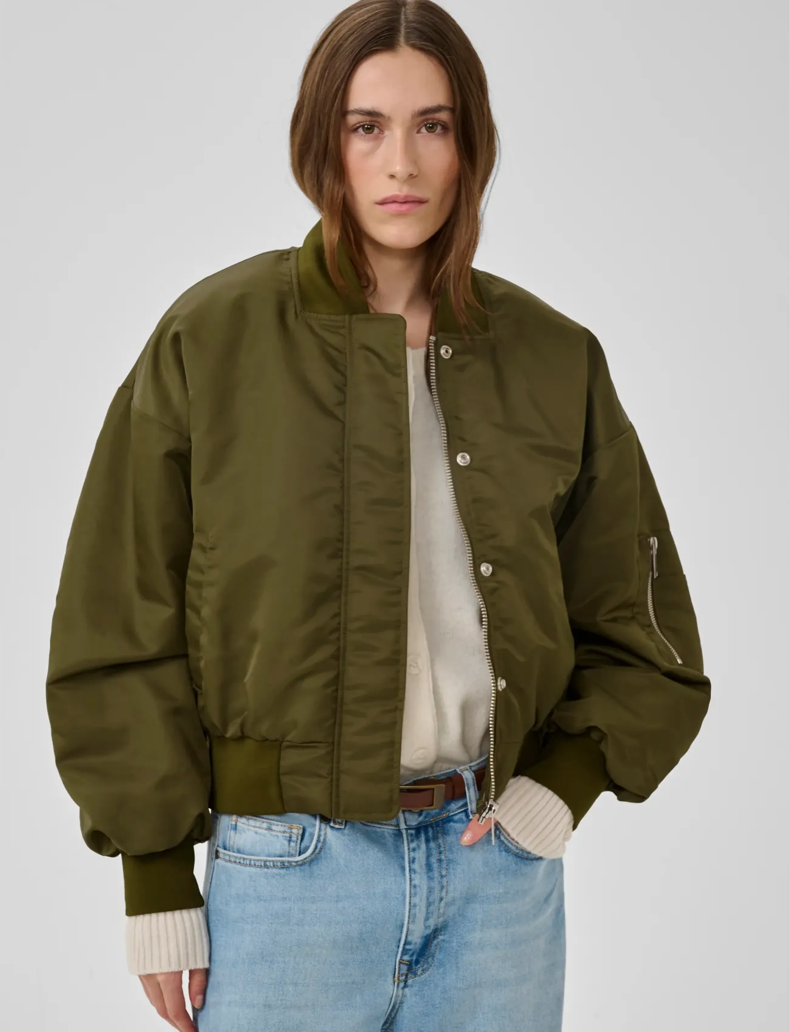 My Essential Wardrobe Helgamw Short Bomber Jacket, 38, Jackets, Khakigrün - Bomber, Frauen