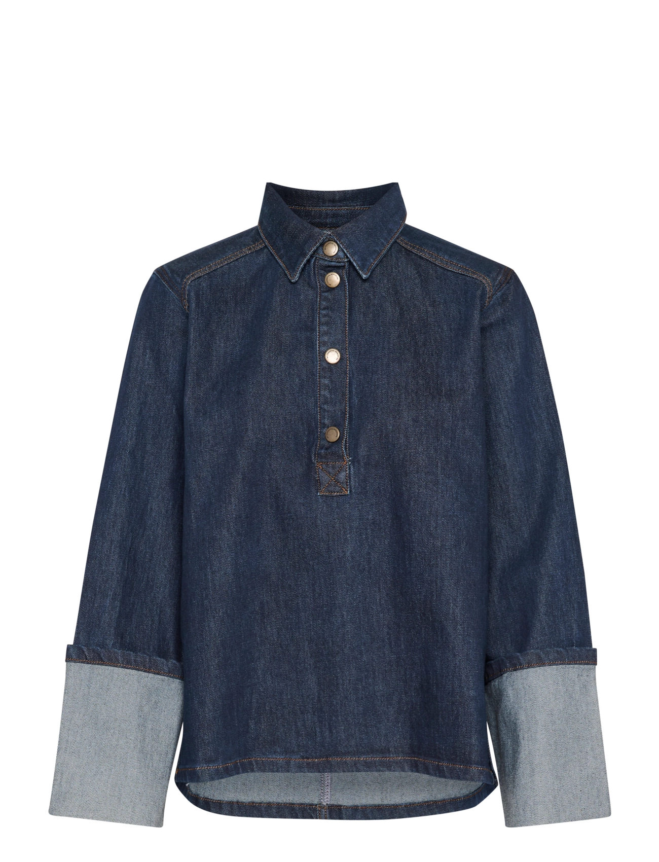 My Essential Wardrobe AbinaMW 139 Boxy LS Blouse - Bluser - DARK BLUE UN-WASH / blue
