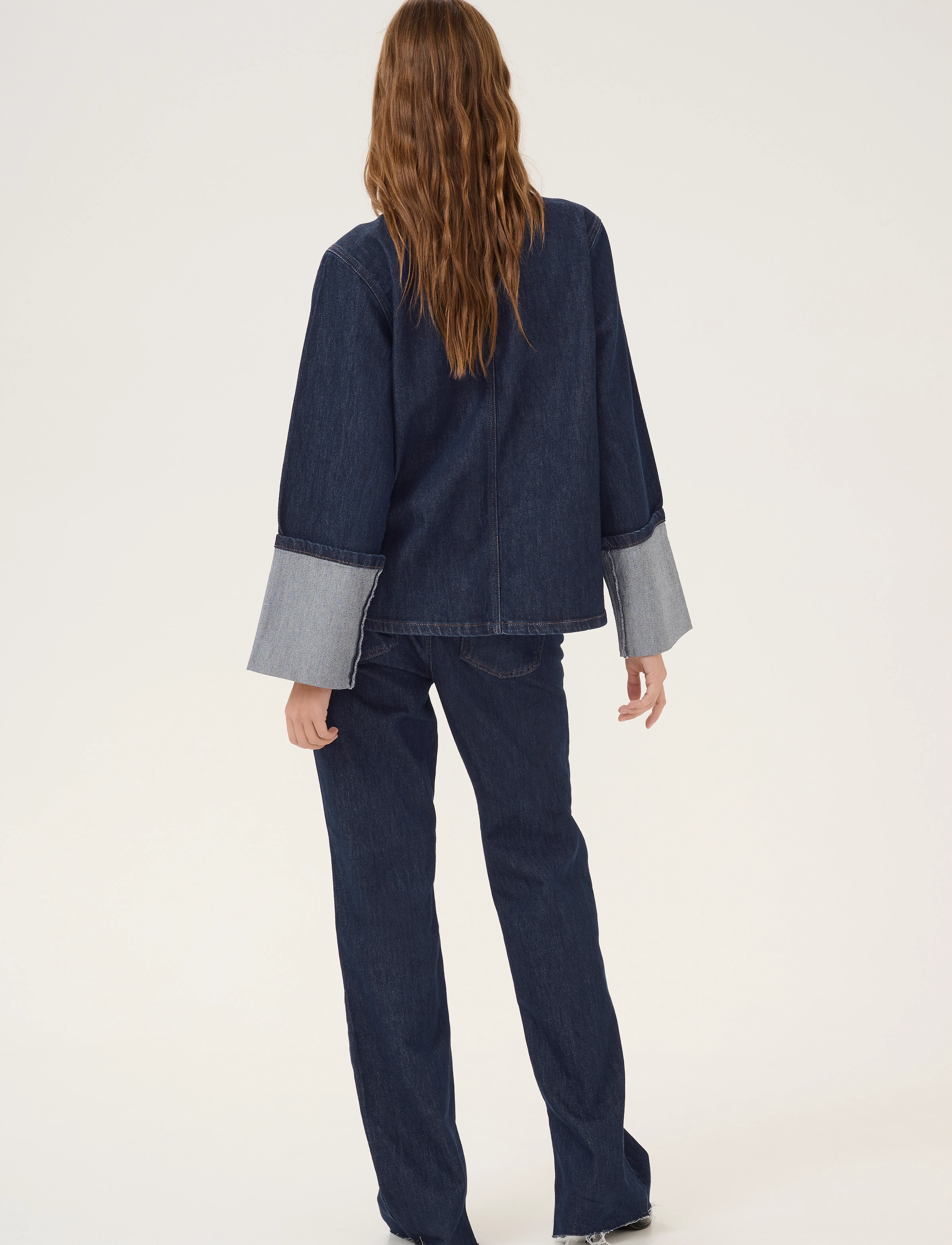 My Essential Wardrobe - AbinaMW 139 Boxy LS Blouse - langærmede bluser - dark blue un-wash - 4