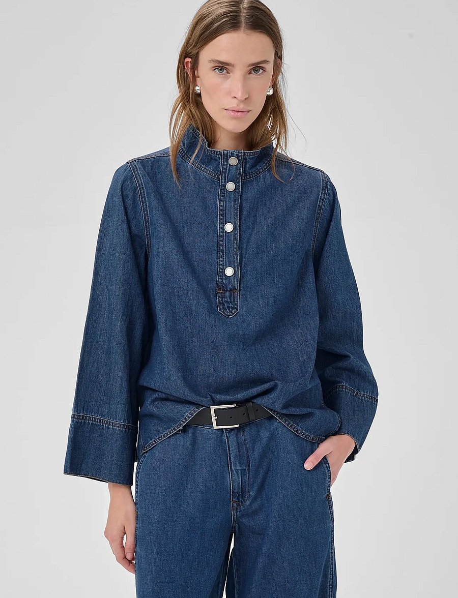 My Essential Wardrobe - HilmaMW 171 Boxy Blouse - denimskjorter - medium blue wash - 0
