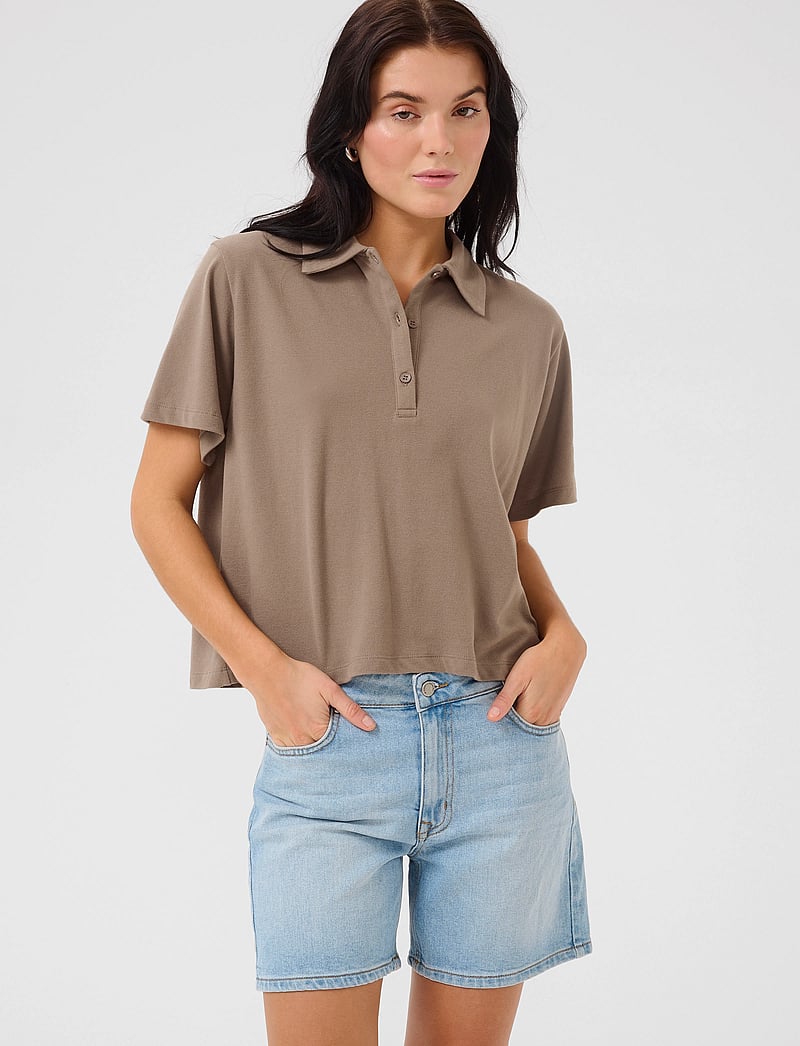 My Essential Wardrobe - AbbyMW Polo Tee - poloshirts - walnut - 0