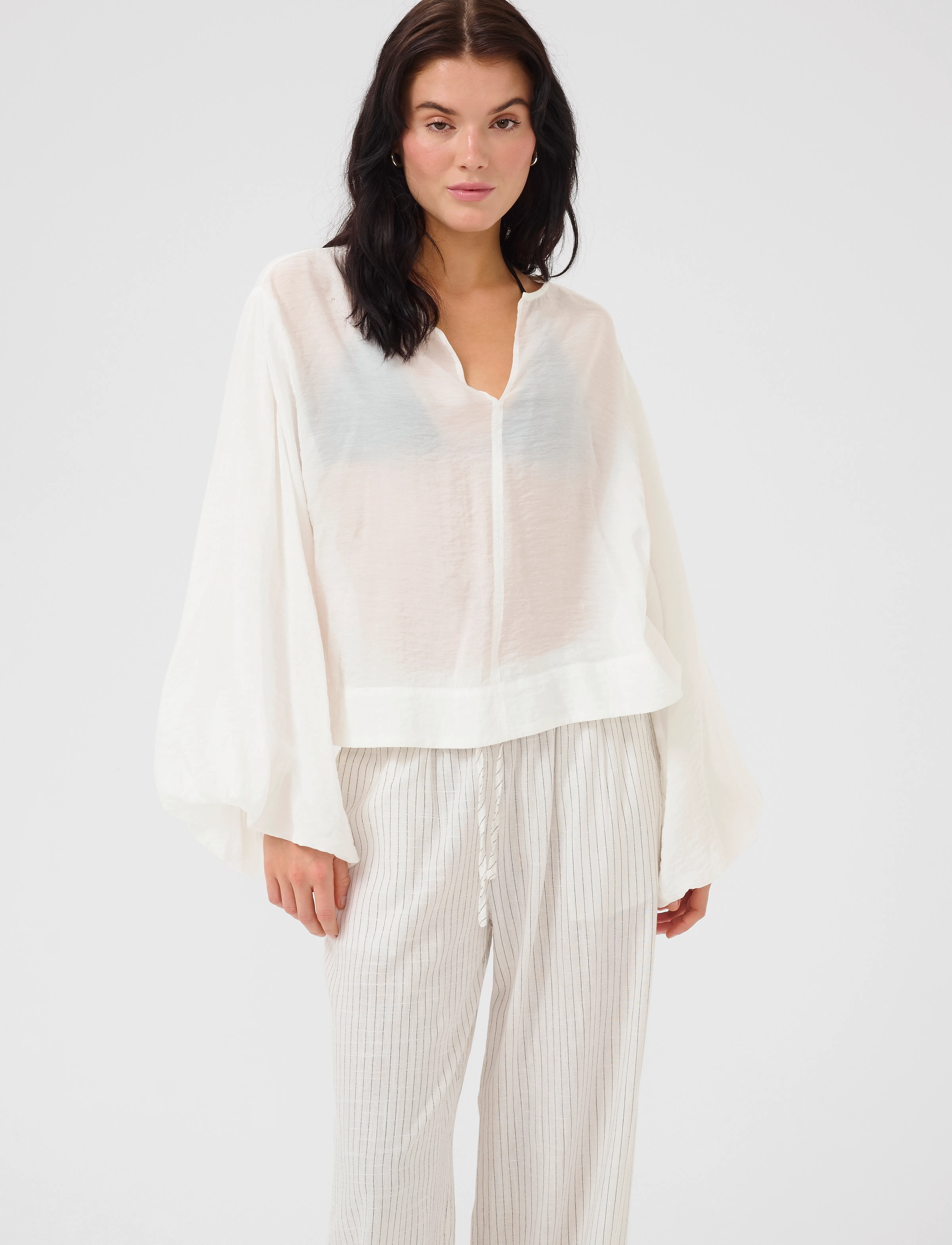 My Essential Wardrobe Lilomw Blouse, Kvinder, Ballonærme Bluse, Hvid, Str: 34